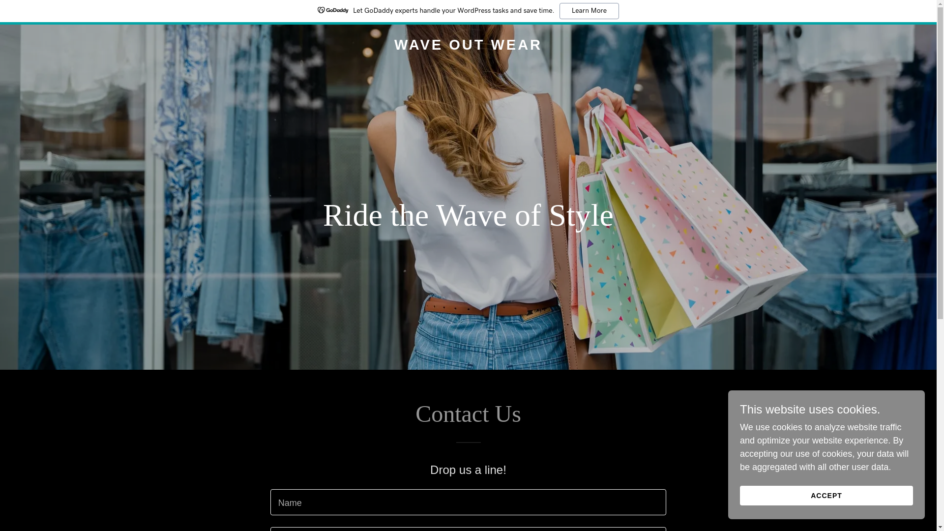 website screenshot of https://waveoutwear.com/