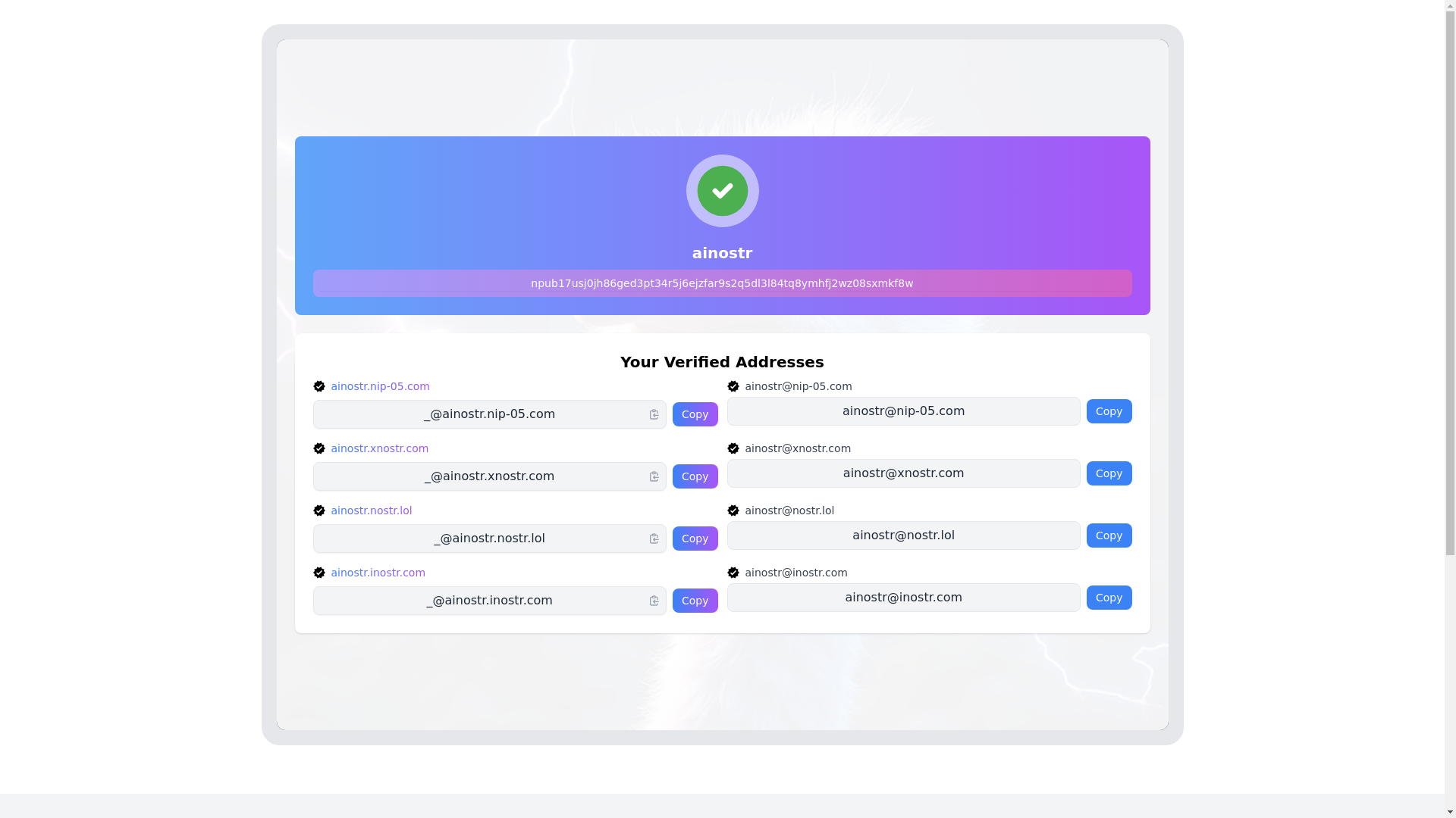 website screenshot of https://ainostr.nostr.lol/