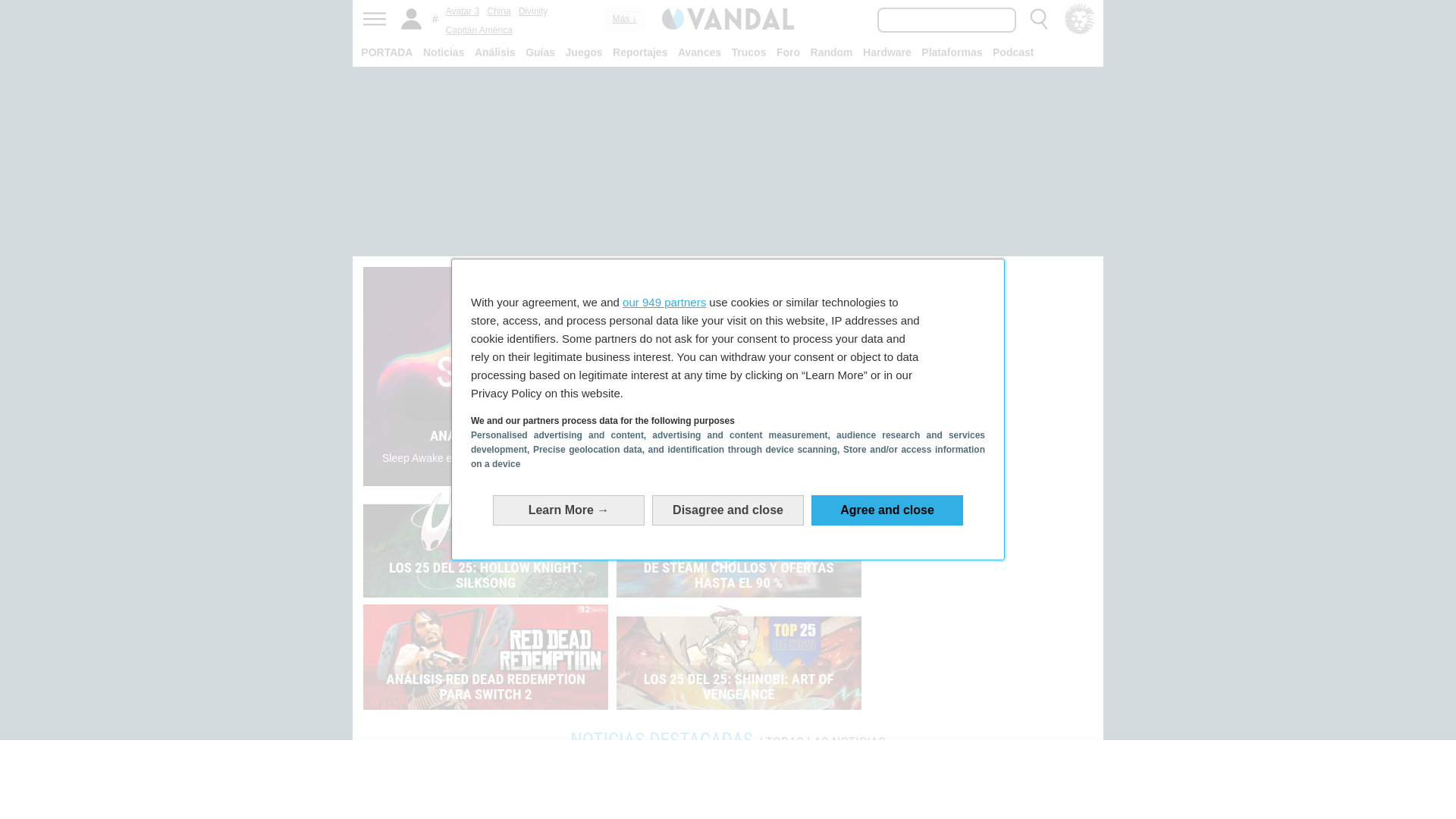 website screenshot of https://vandal.elespanol.com/
