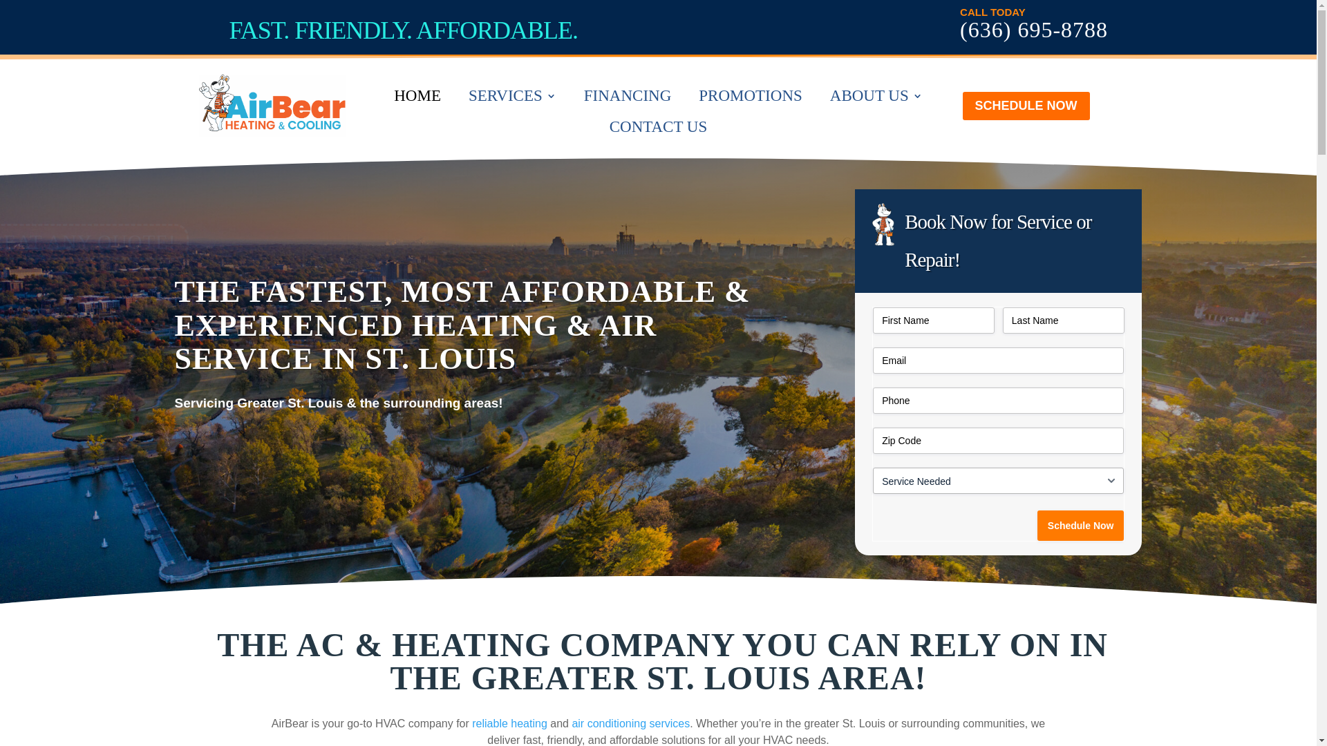 website screenshot of https://calltheairbearstl.com/