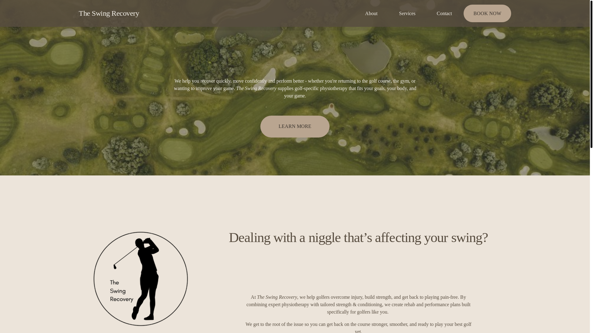 website screenshot of https://theswingrecovery.com/