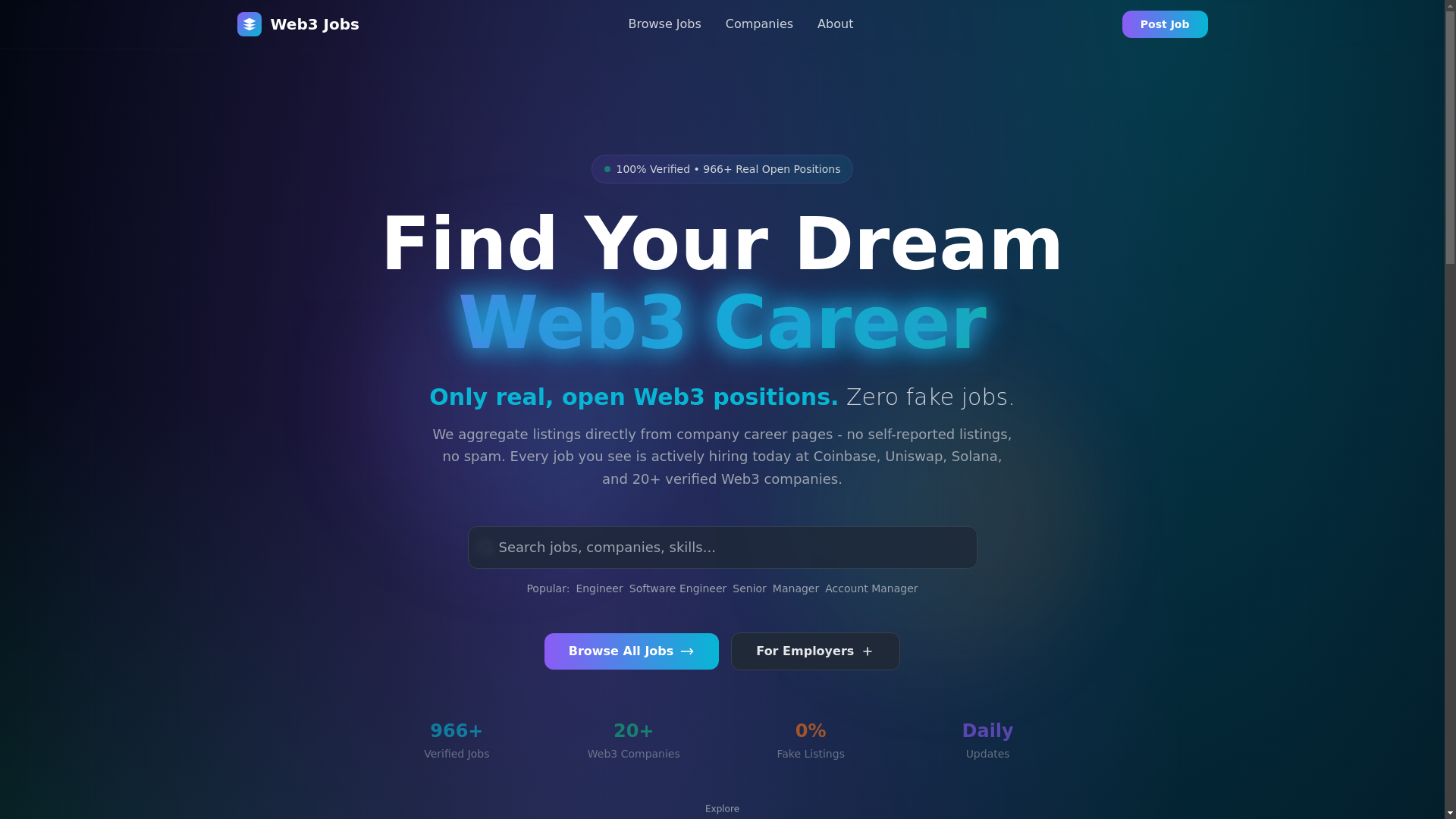 website screenshot of https://web3-jobs-frontend.pages.dev/