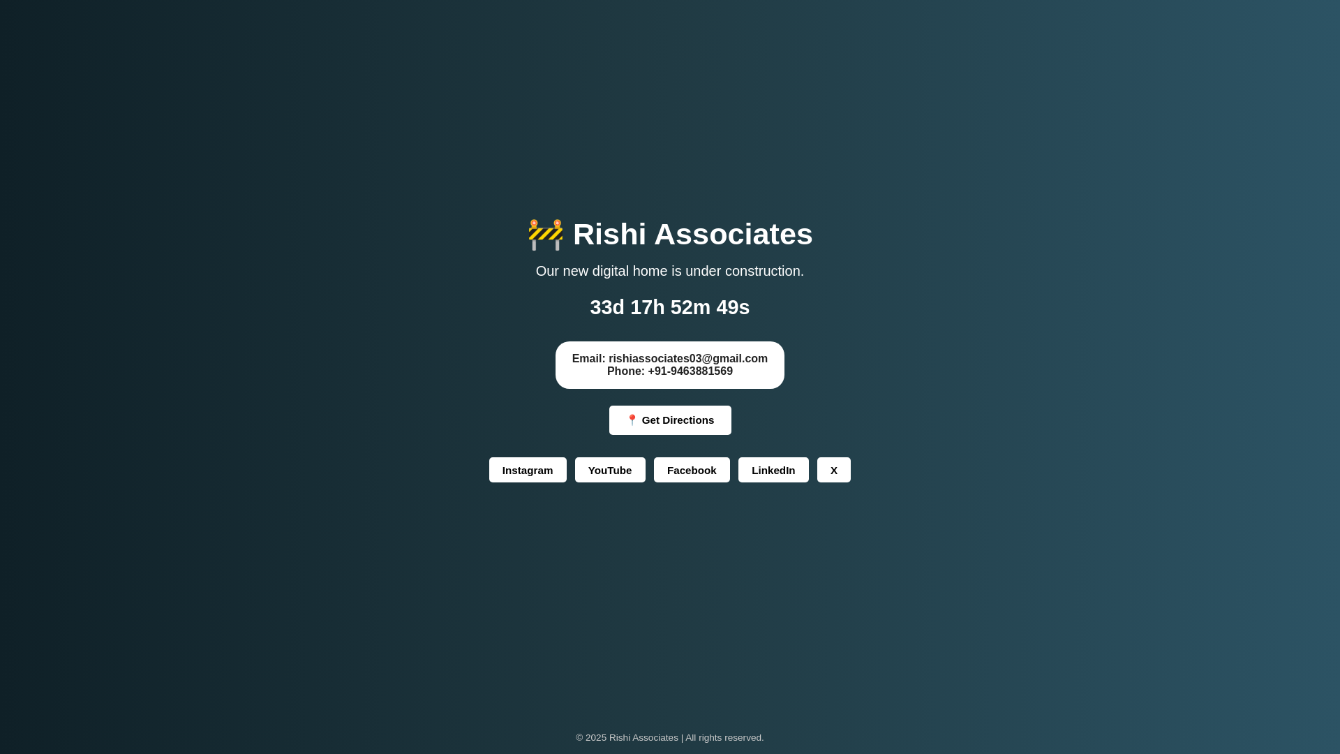website screenshot of https://rishiassociatesindia.com/