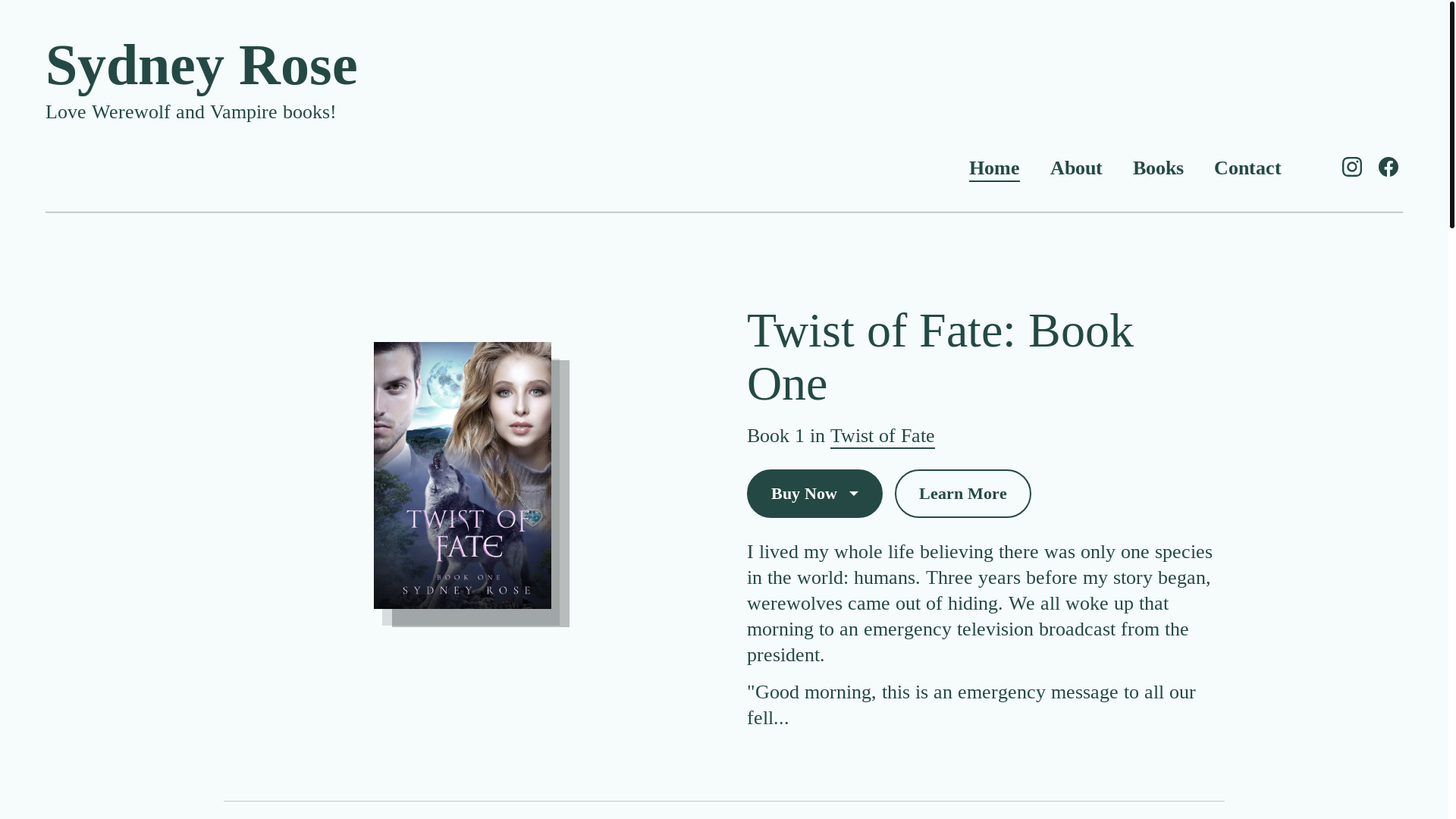 website screenshot of https://sydneyrosebooks.com/