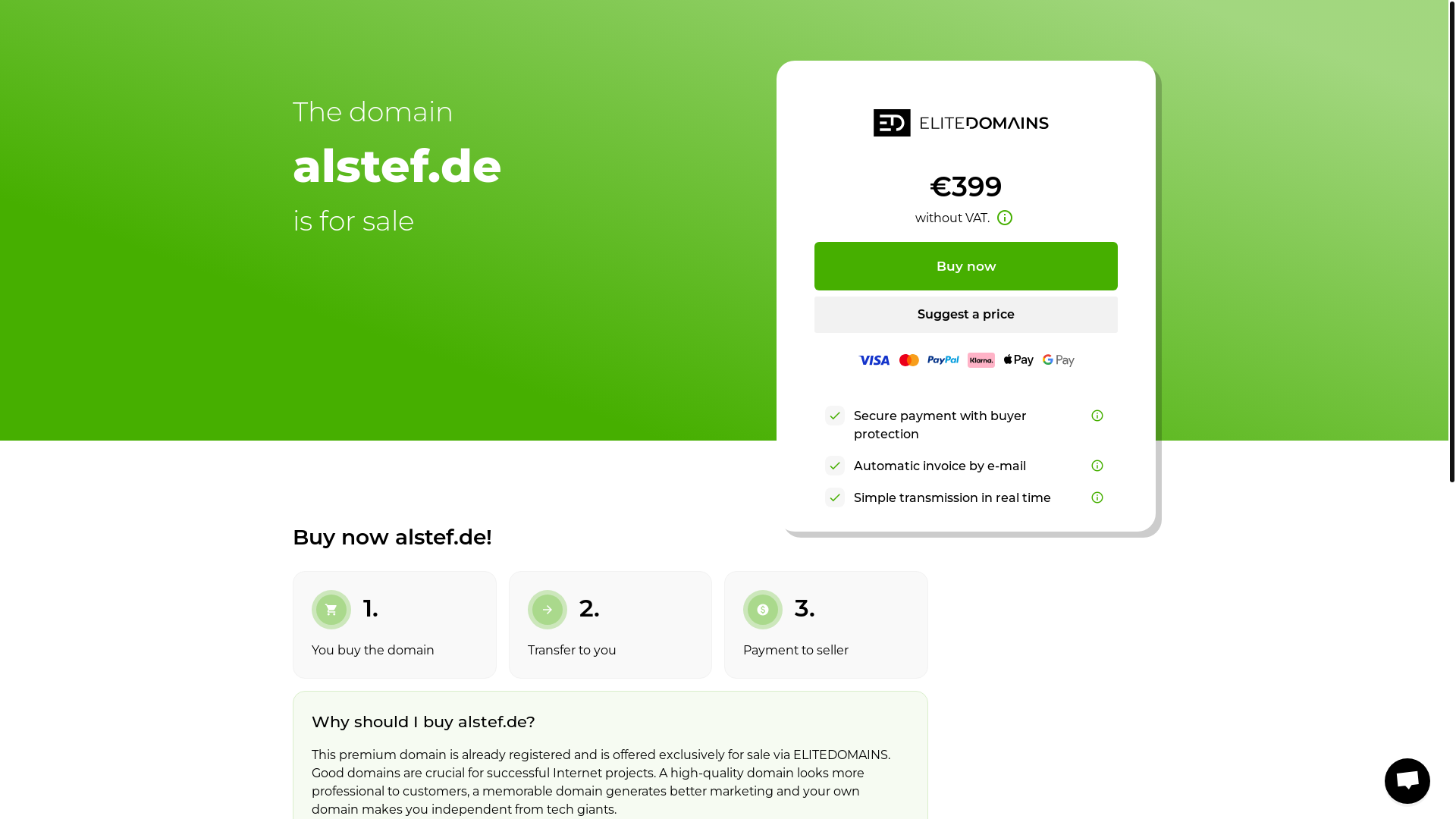 website screenshot of https://alstef.de/