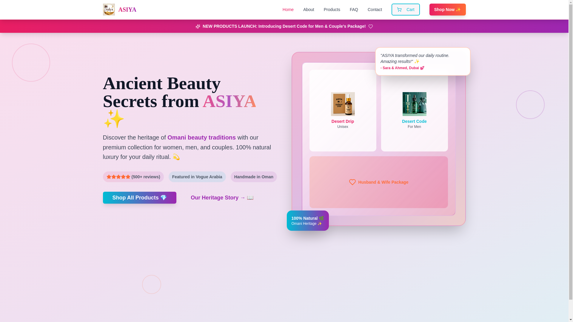 website screenshot of https://asiyaonline.store/
