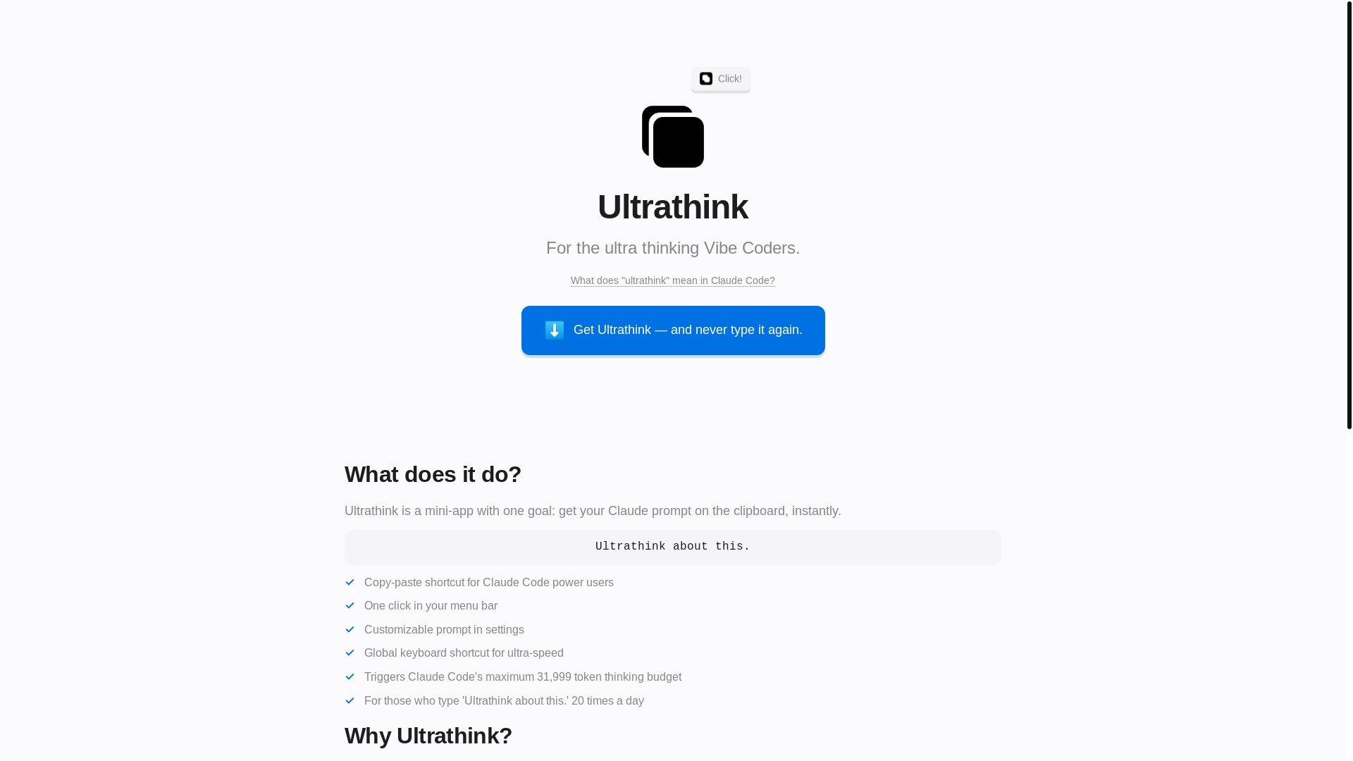 website screenshot of https://ultrathink.cc/