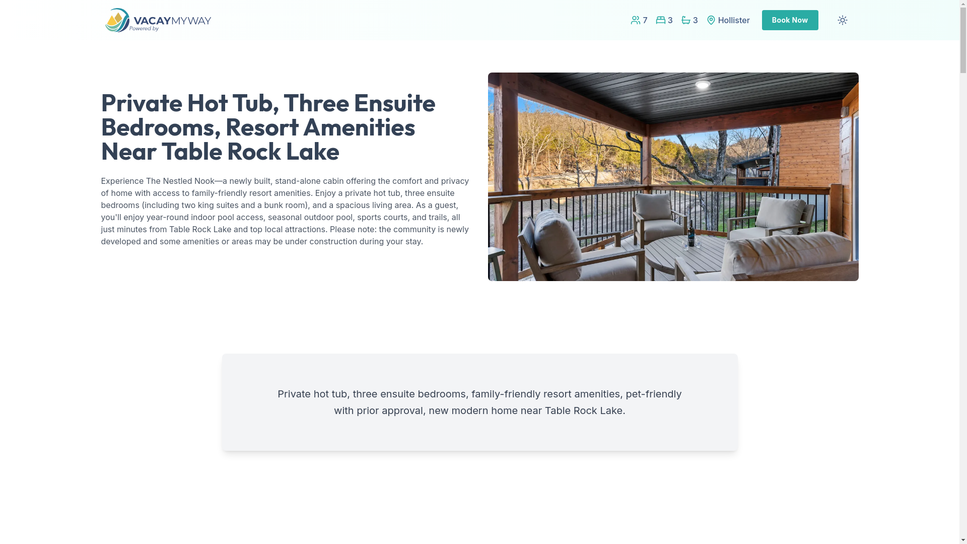 website screenshot of https://blisshollister.vacations/