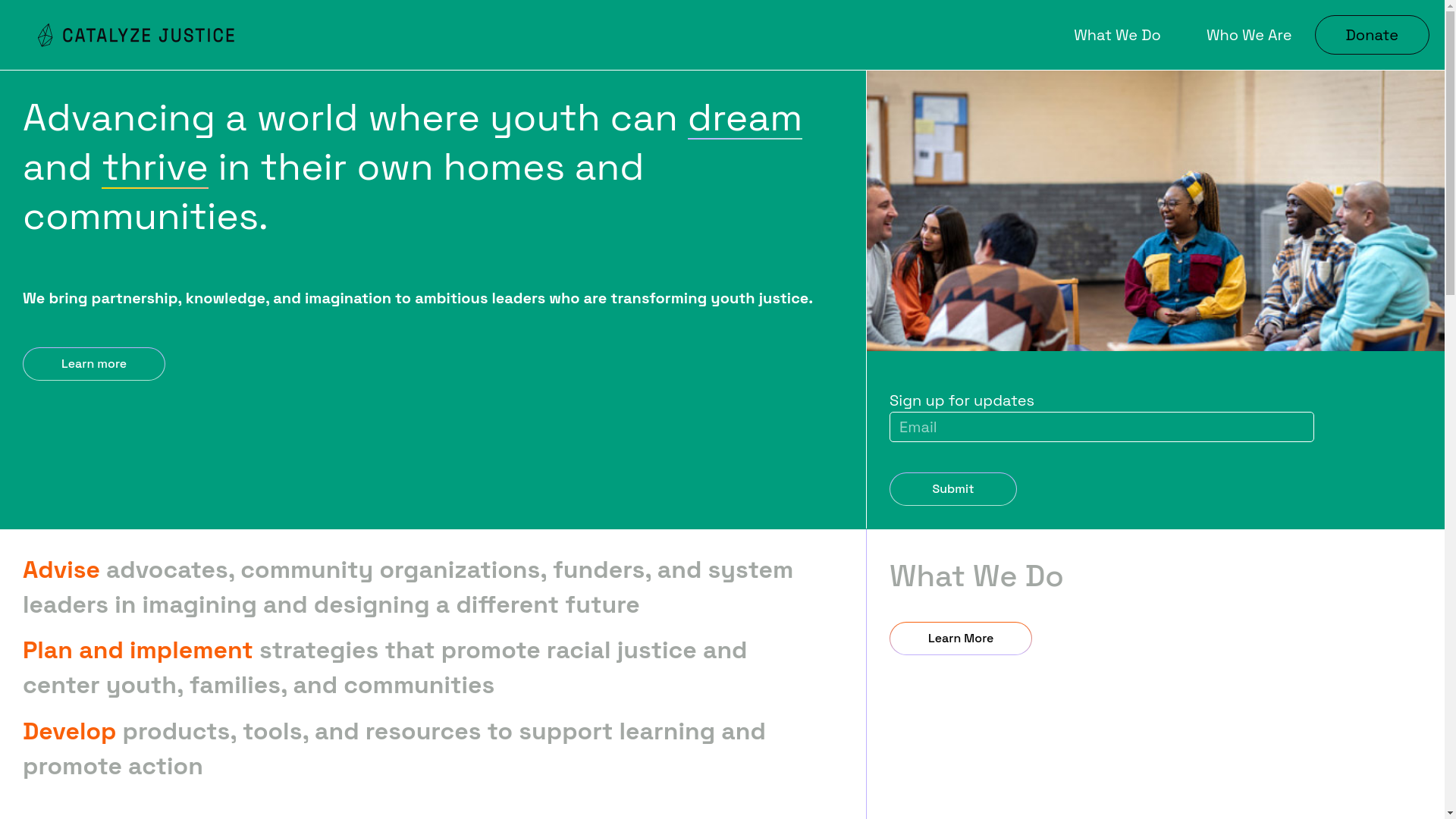 website screenshot of https://catalyzejustice.com/