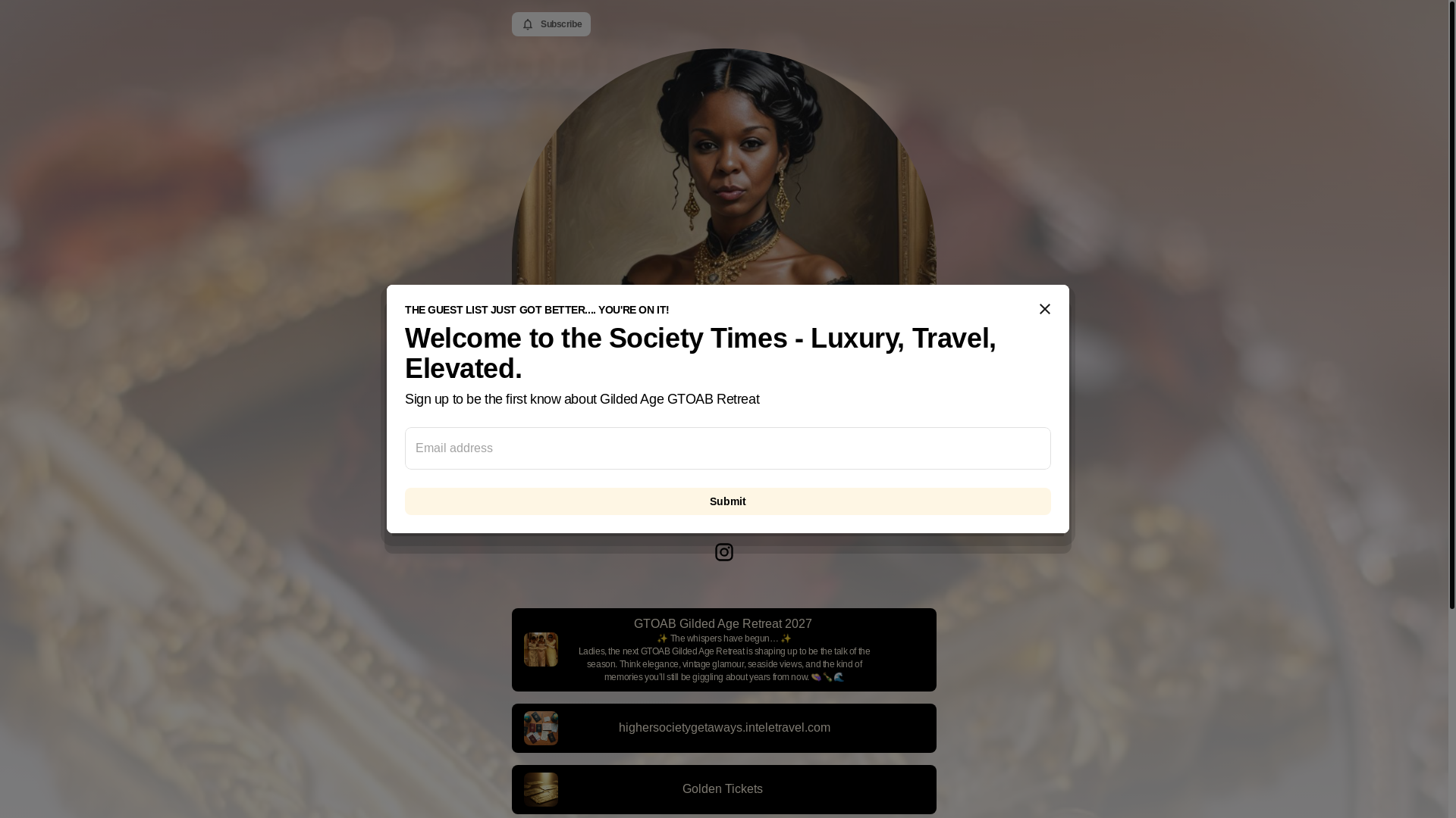 website screenshot of https://highersocietygetaways.store/