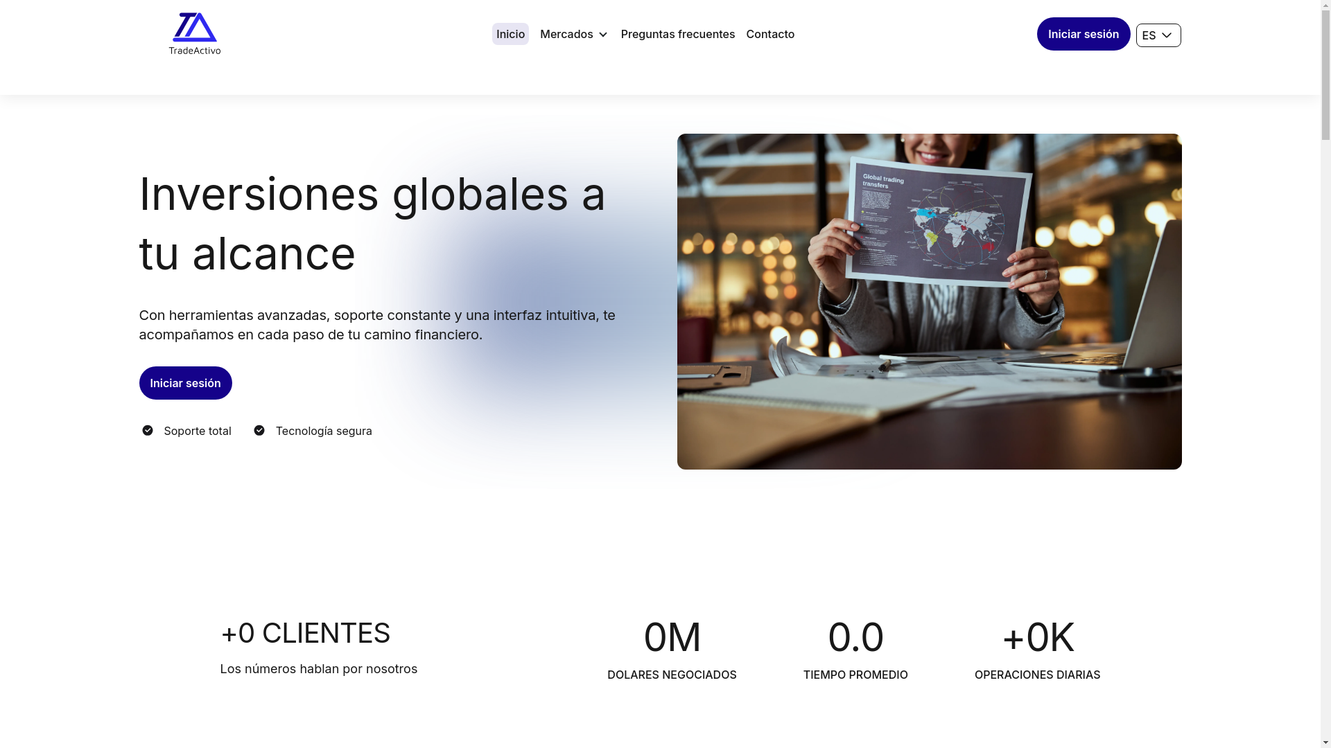 website screenshot of https://tradeactivo.net/