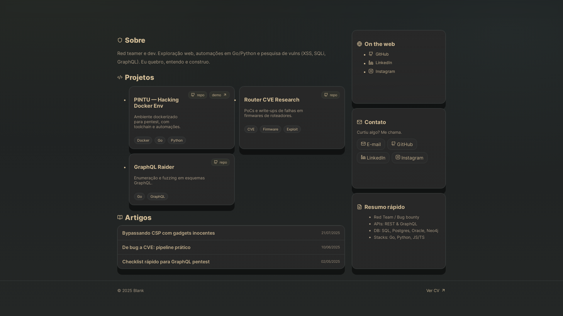 website screenshot of https://0xblank.dev/