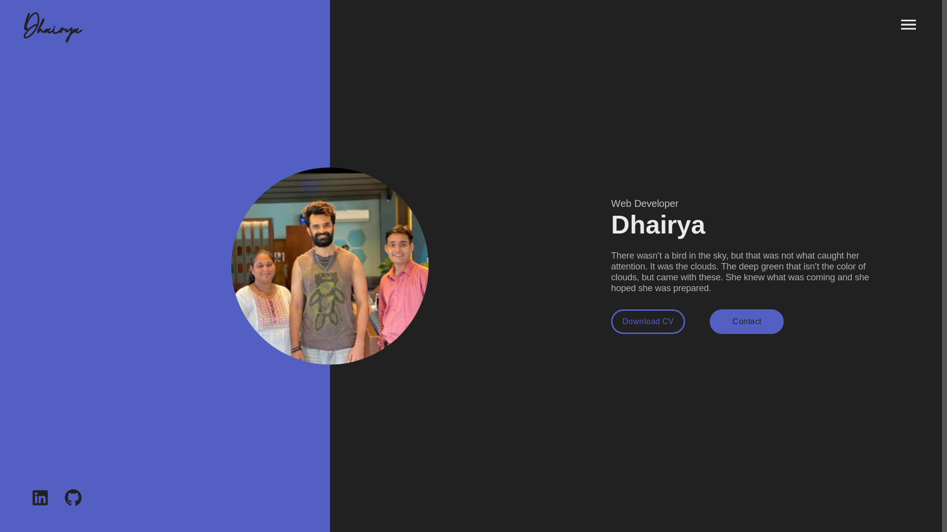 website screenshot of https://dhairya.website/