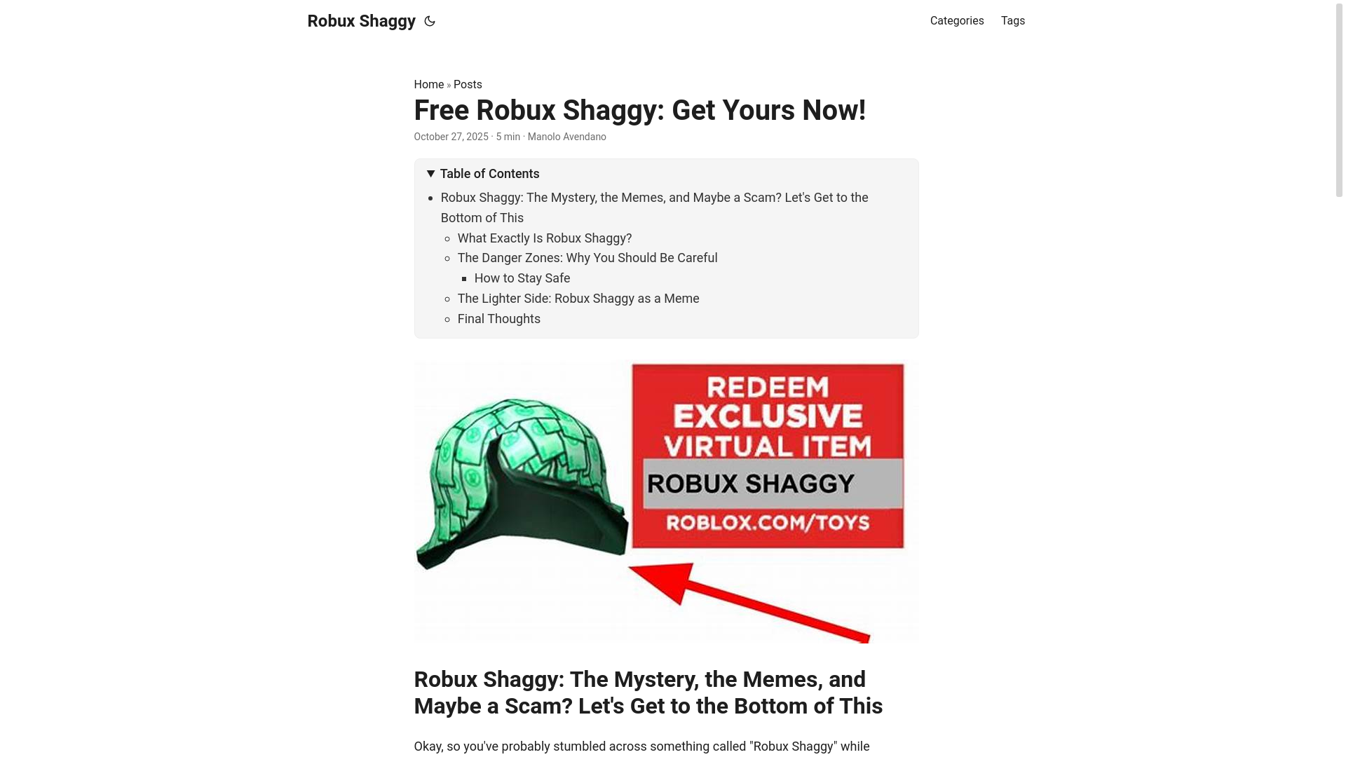 website screenshot of https://robux-shaggy.pages.dev/