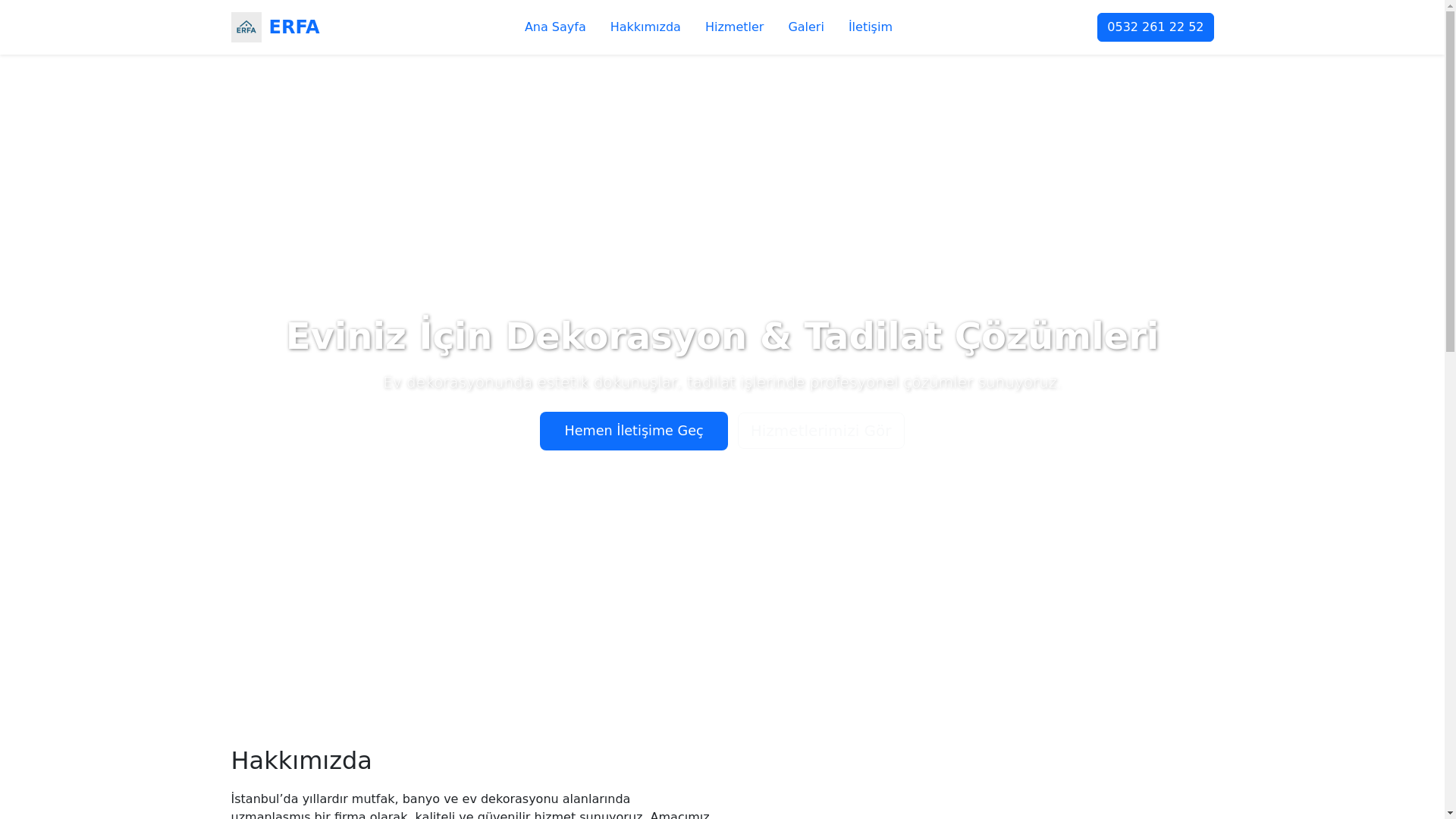 website screenshot of https://erfadekorasyontesisat.com/