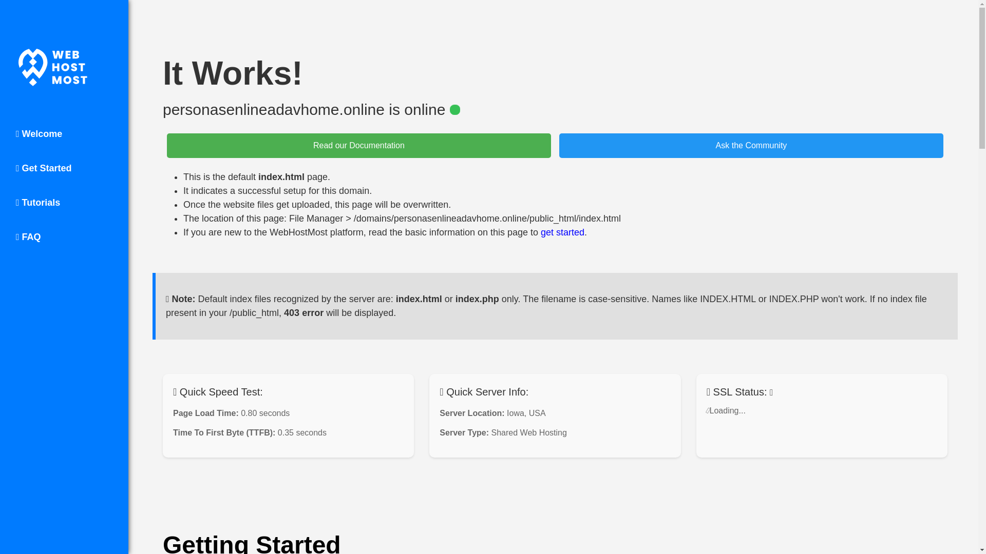 website screenshot of https://personasenlineadavhome.online/