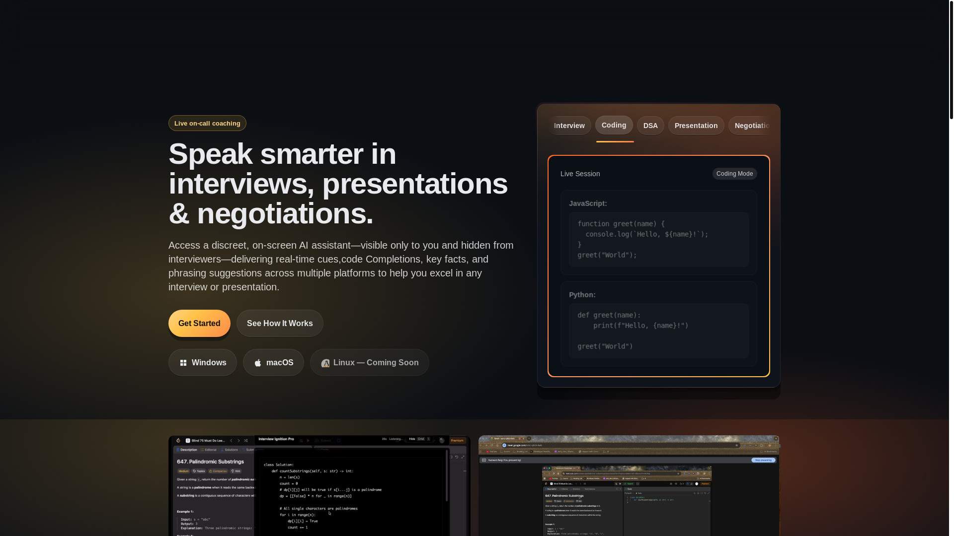website screenshot of https://interviewignition.com/