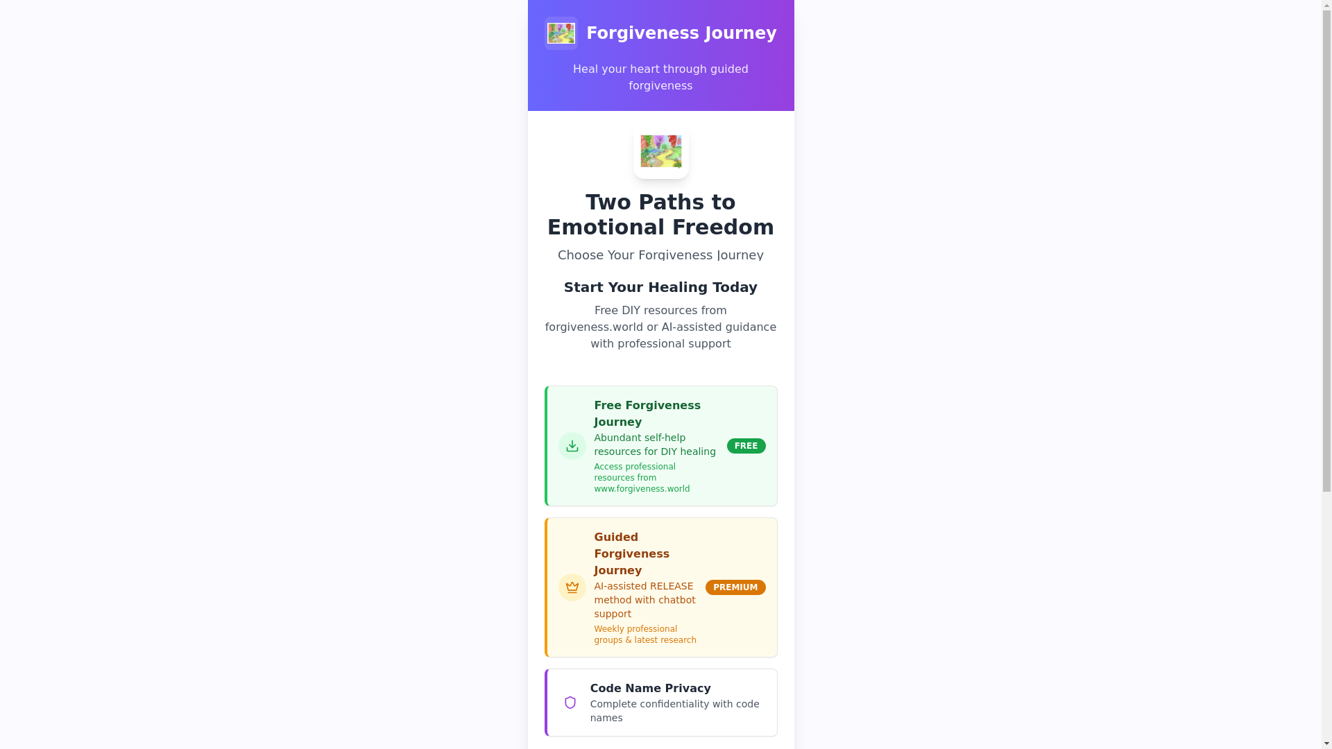 website screenshot of https://forgivenessjourney.app/