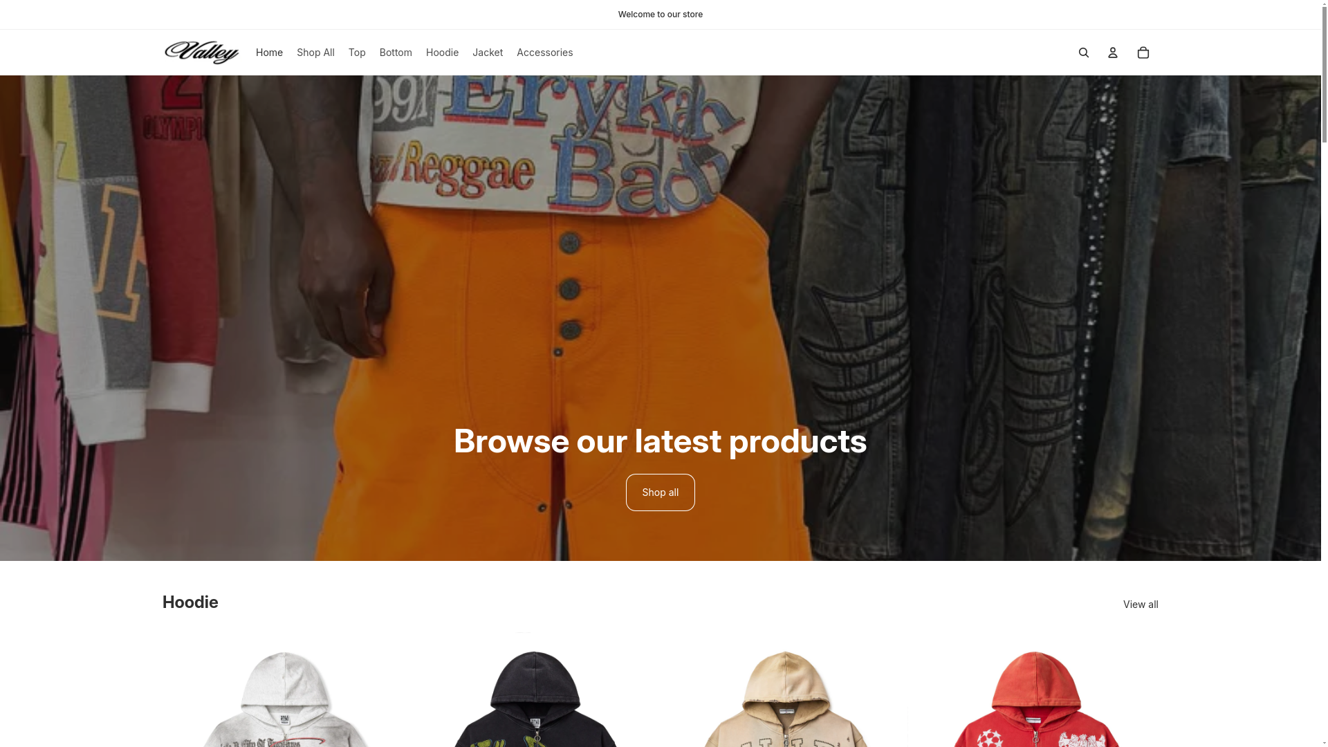 website screenshot of https://valleforever.shop/