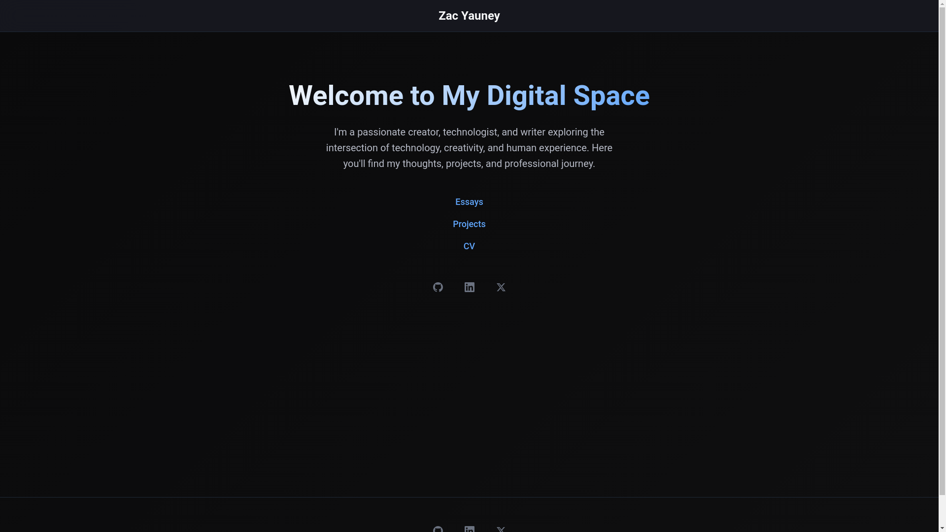 website screenshot of https://zacyauney.com/