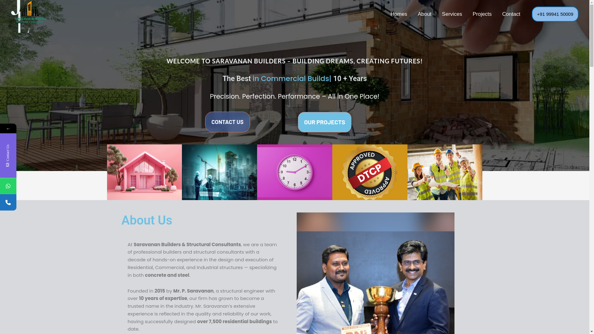 website screenshot of https://saravananbuilders.com/