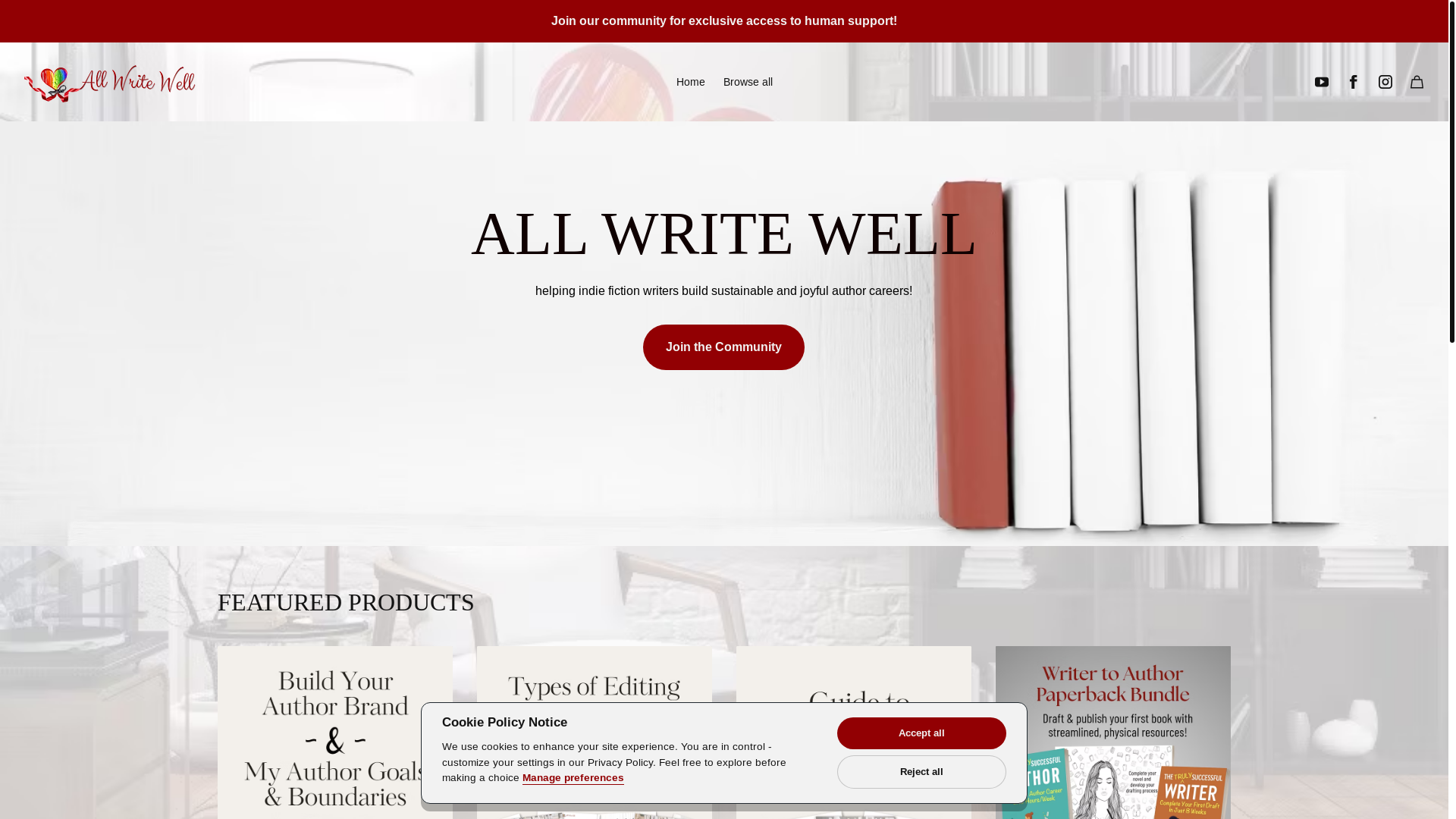 website screenshot of https://allwritewell.store/