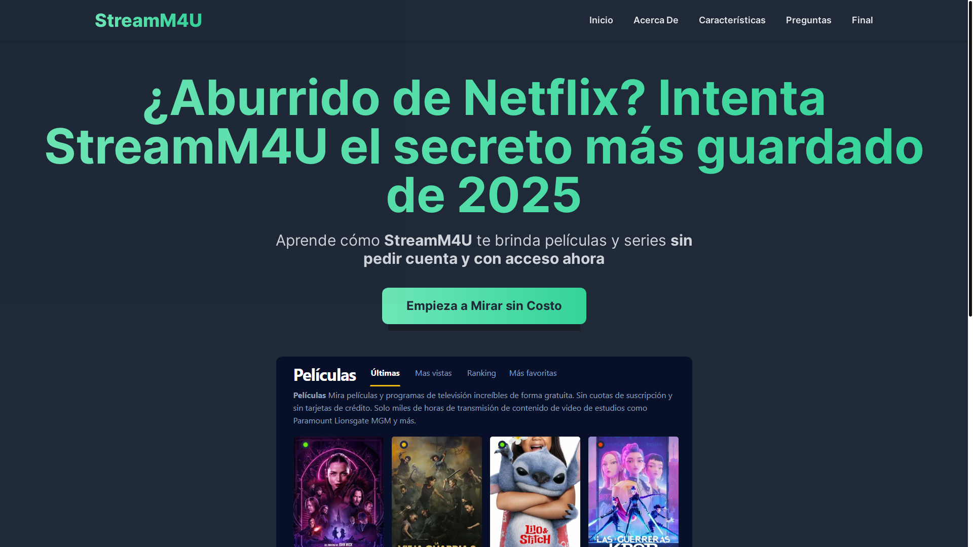 website screenshot of https://stream4u-c2tu.pages.dev/