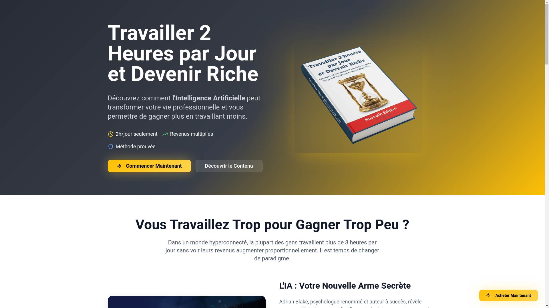 website screenshot of https://travailler-2-heures-et-devenir-riche.info/