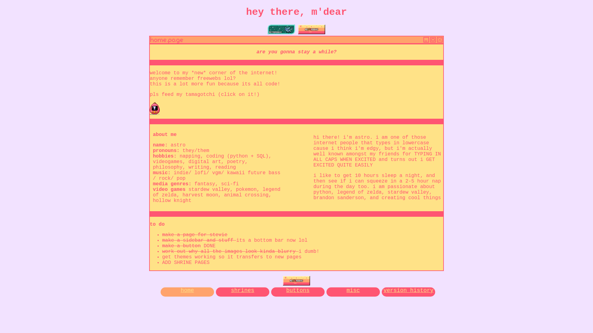 website screenshot of https://astrorookie.space/