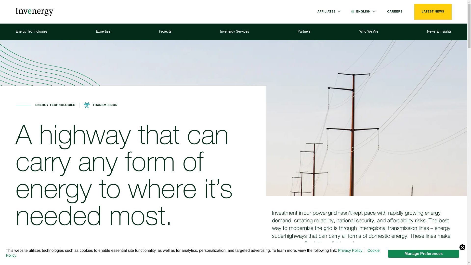 website screenshot of https://invenergygrid.com/