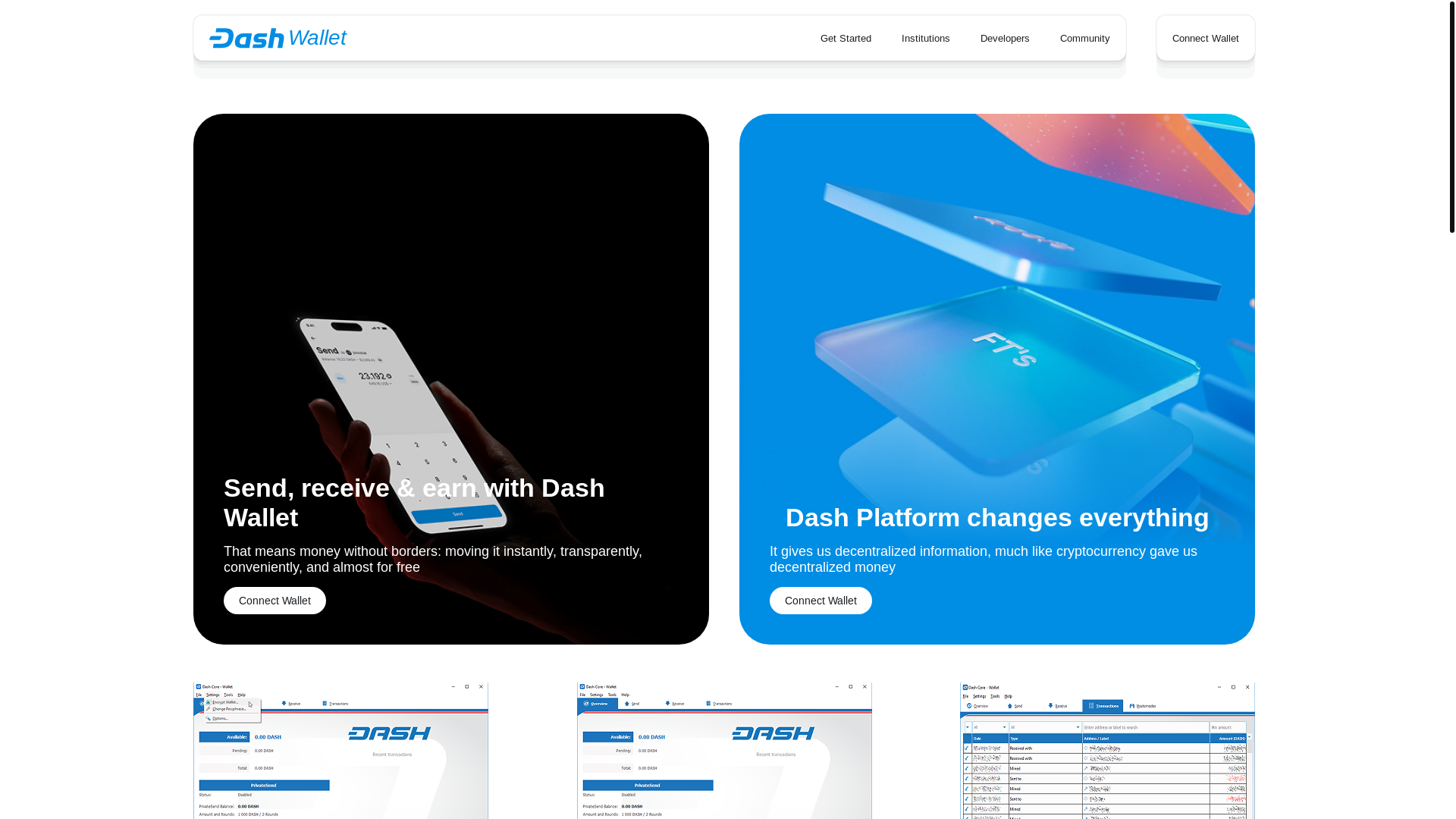 website screenshot of https://dash-wallet.io/