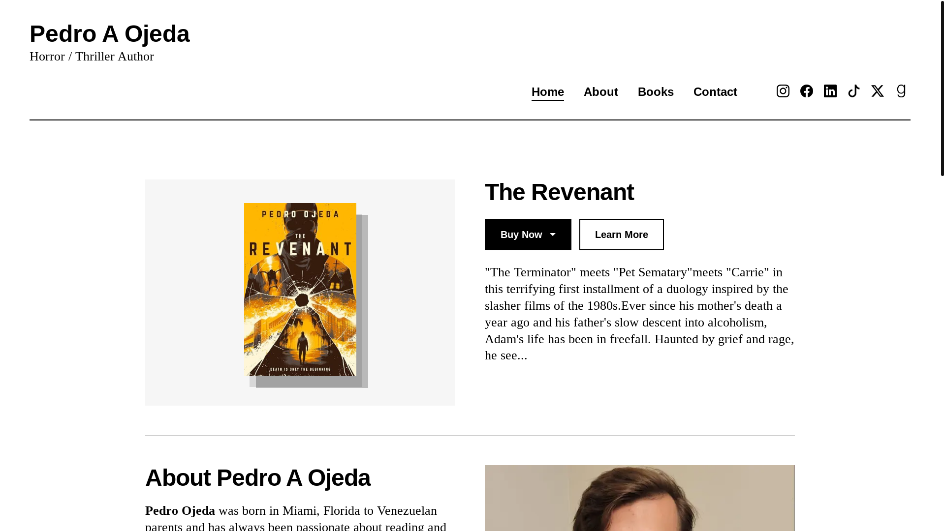 website screenshot of https://pedroaojedabooks.com/