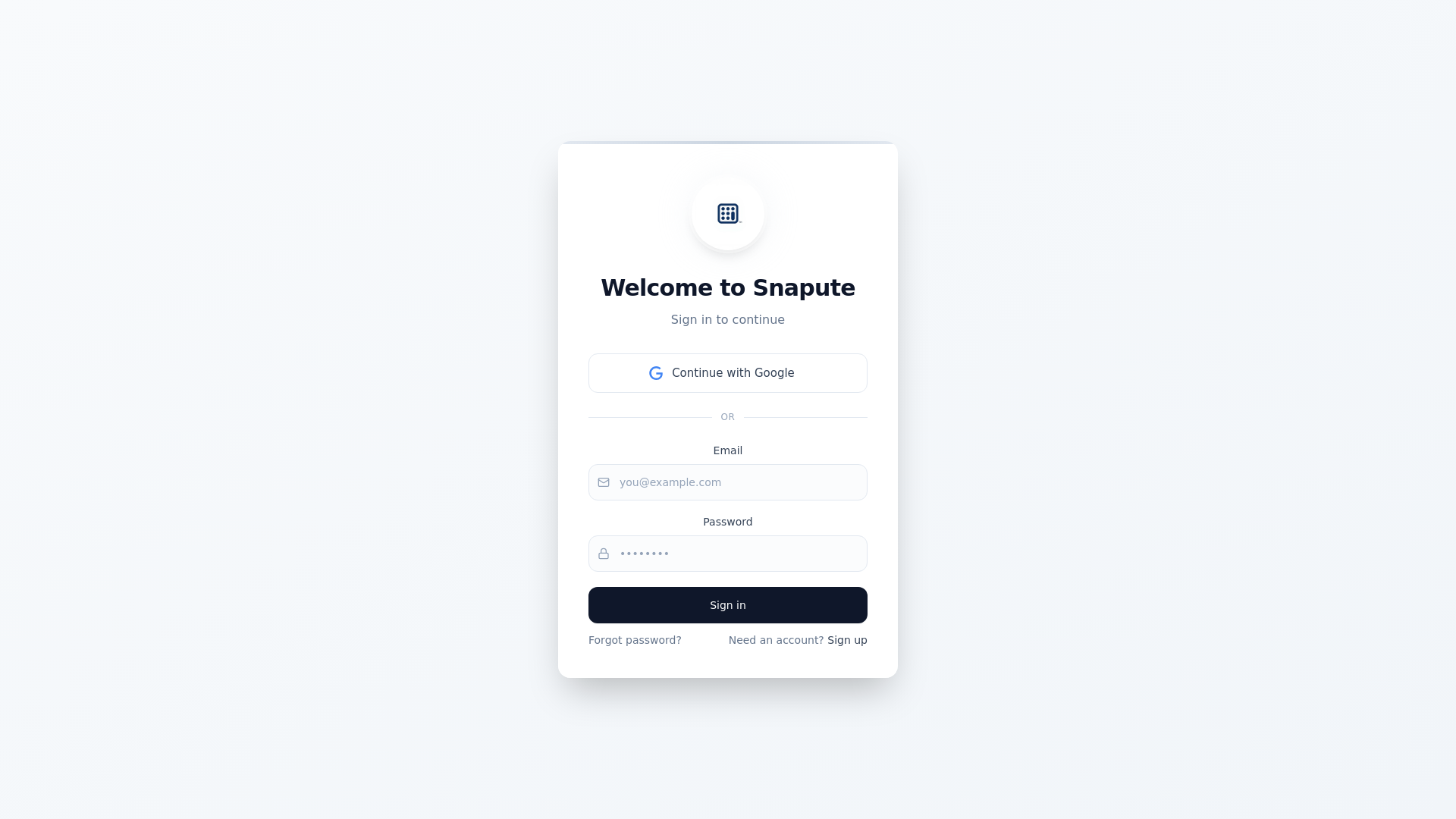 website screenshot of https://snapute.com/