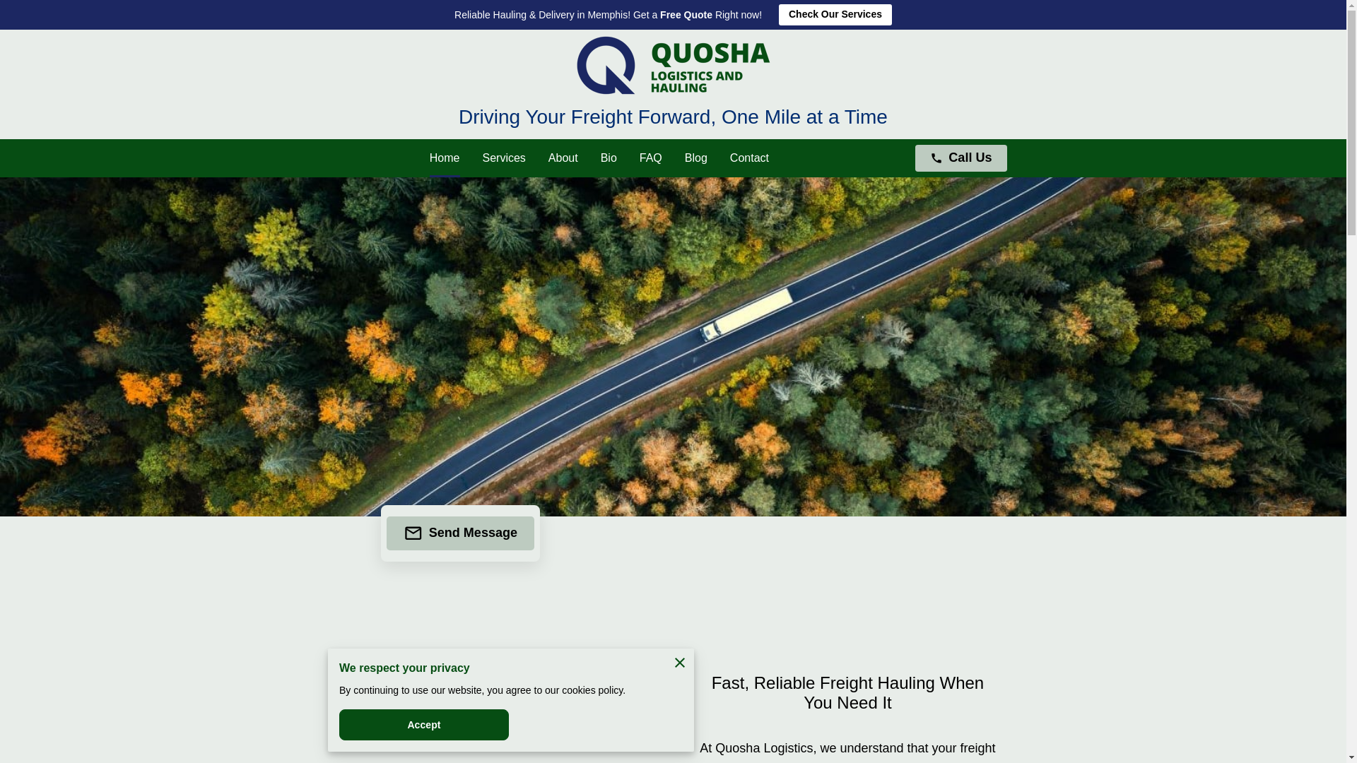 website screenshot of https://quoshalogistics.com/