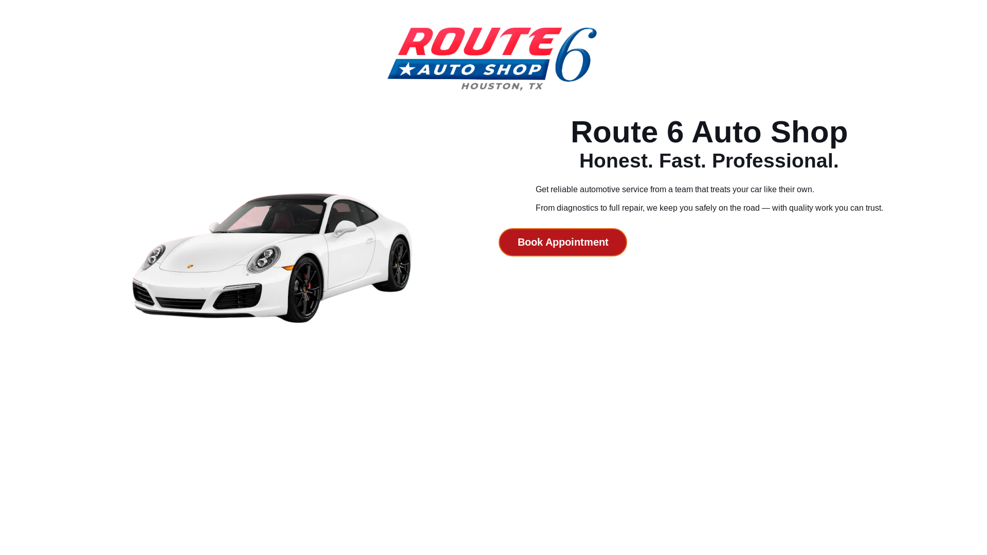 website screenshot of https://route6autoshop.com/