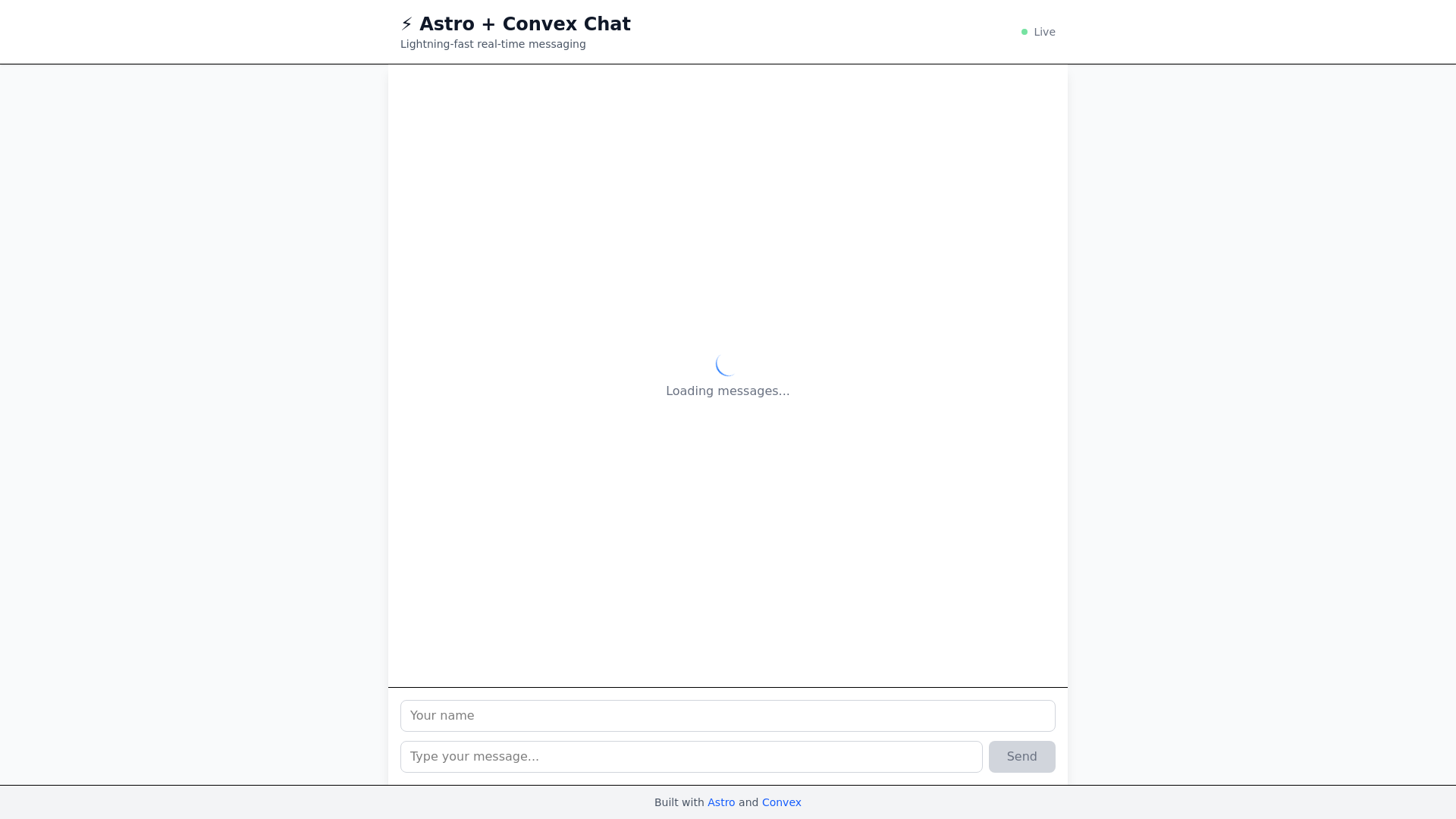 website screenshot of https://astro-convex-chat.pages.dev/