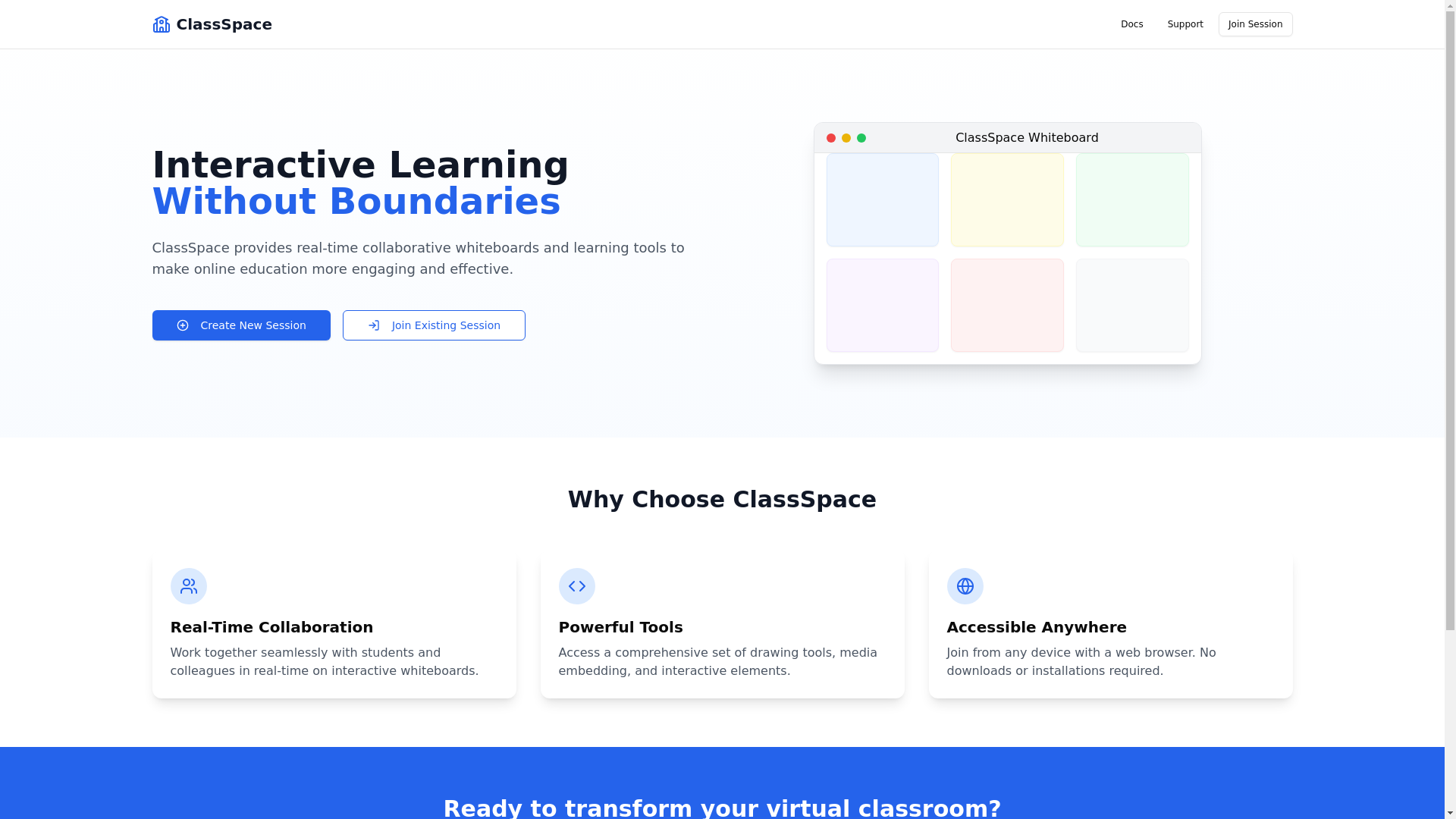 website screenshot of https://myclassspace.com/