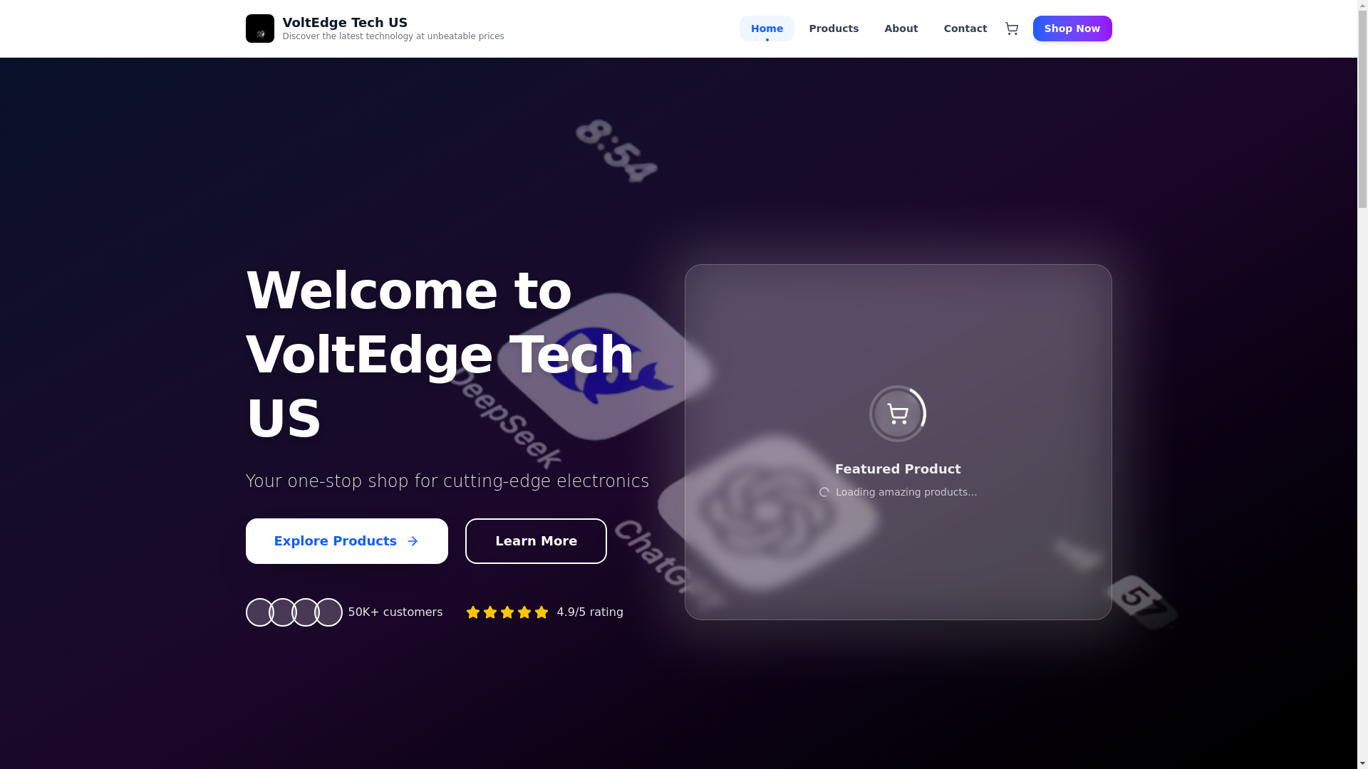 website screenshot of https://voltedgeus.store/