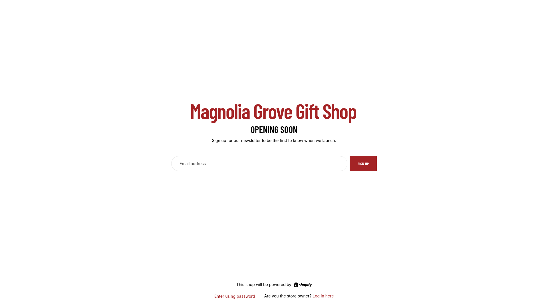 website screenshot of https://magnoliagrovegiftshop.com/