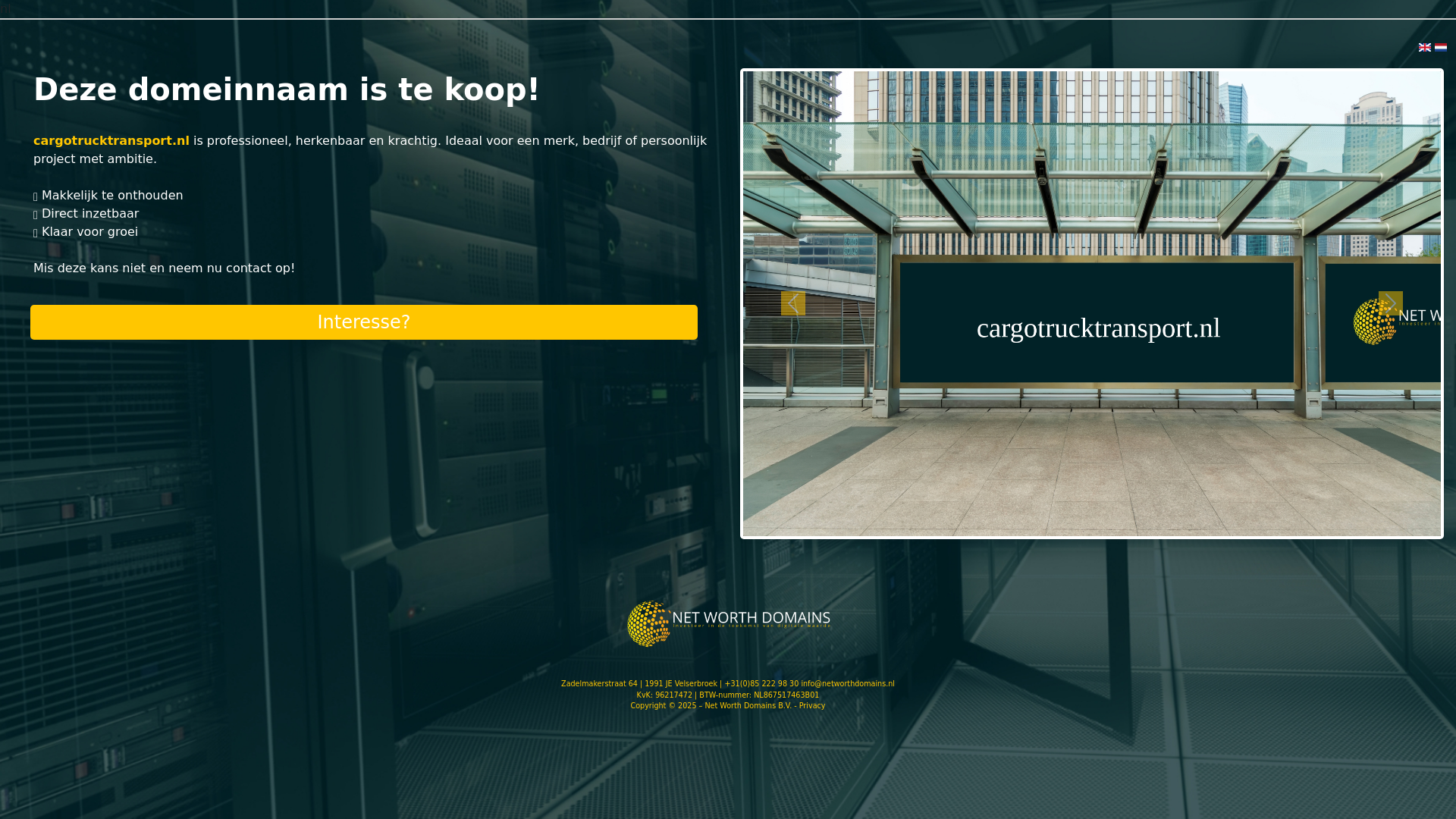 website screenshot of https://cargotrucktransport.nl/