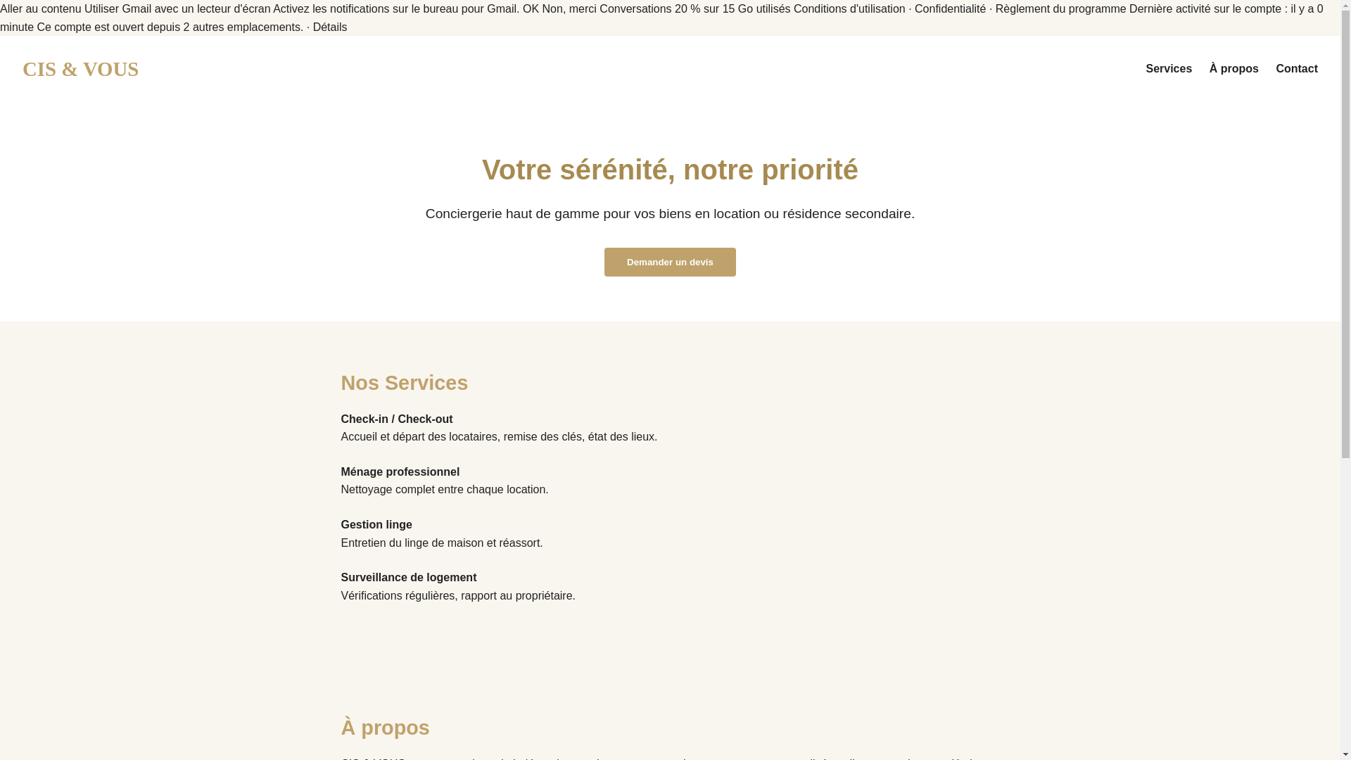 website screenshot of https://conciergeriecisetvous.fr/