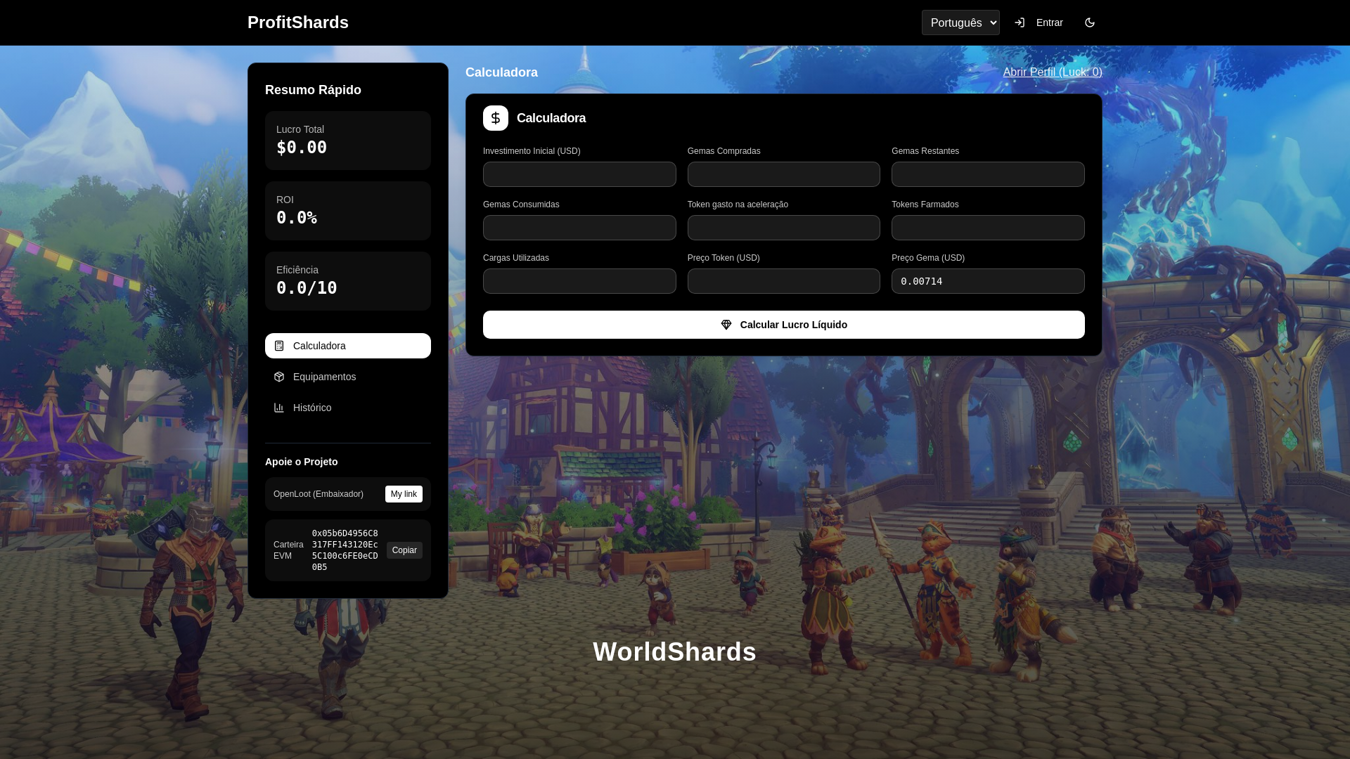 website screenshot of https://profitshards.pages.dev/