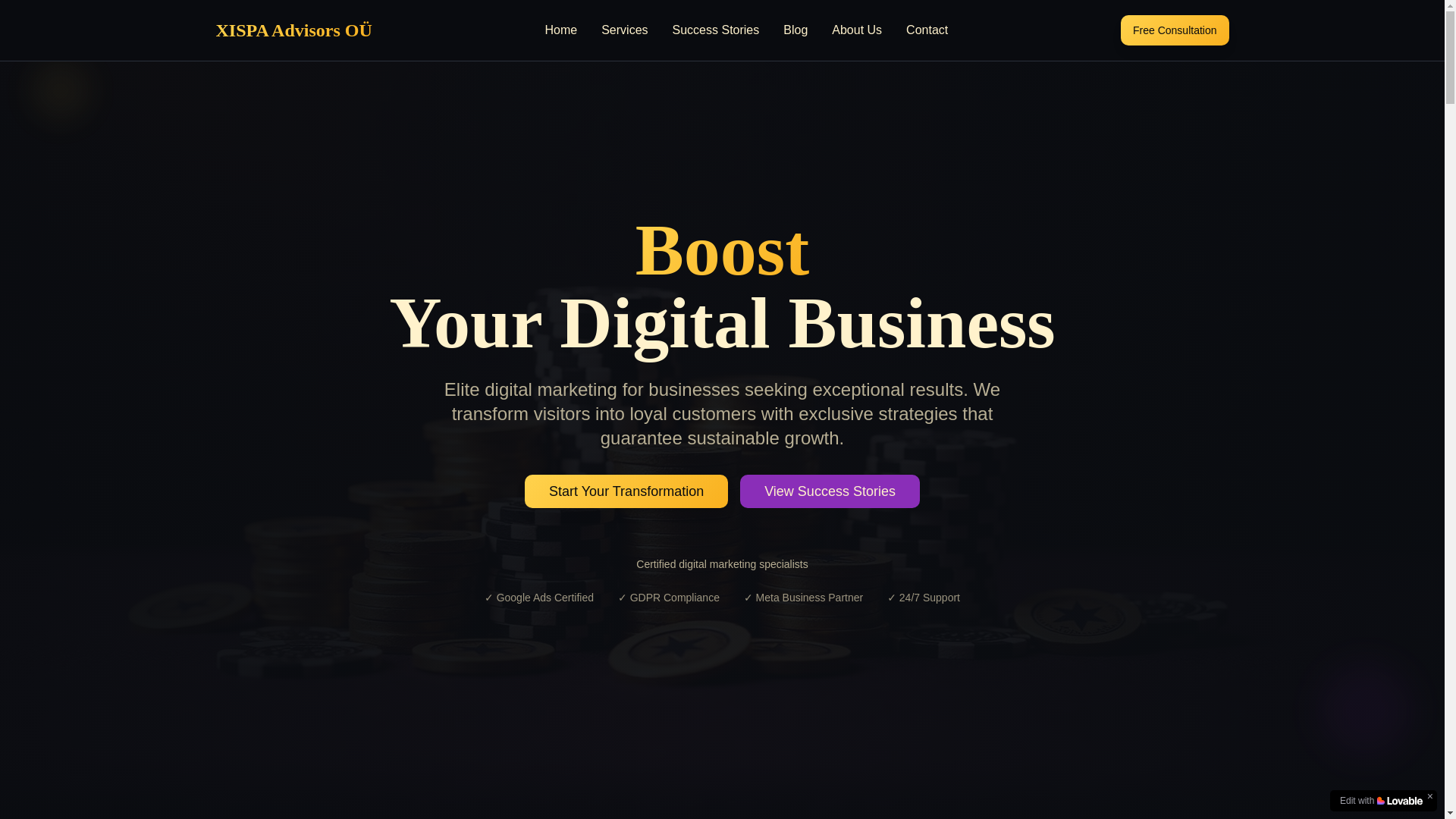 website screenshot of https://xispaadvisors.com/