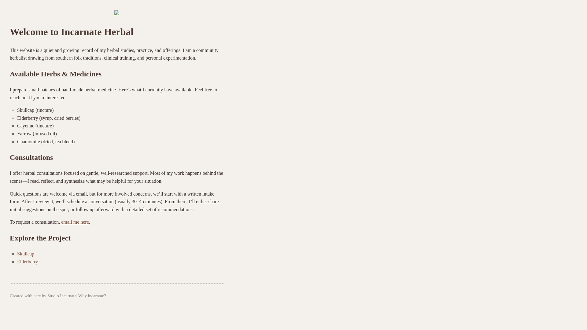 website screenshot of https://incarnateherbal.pages.dev/