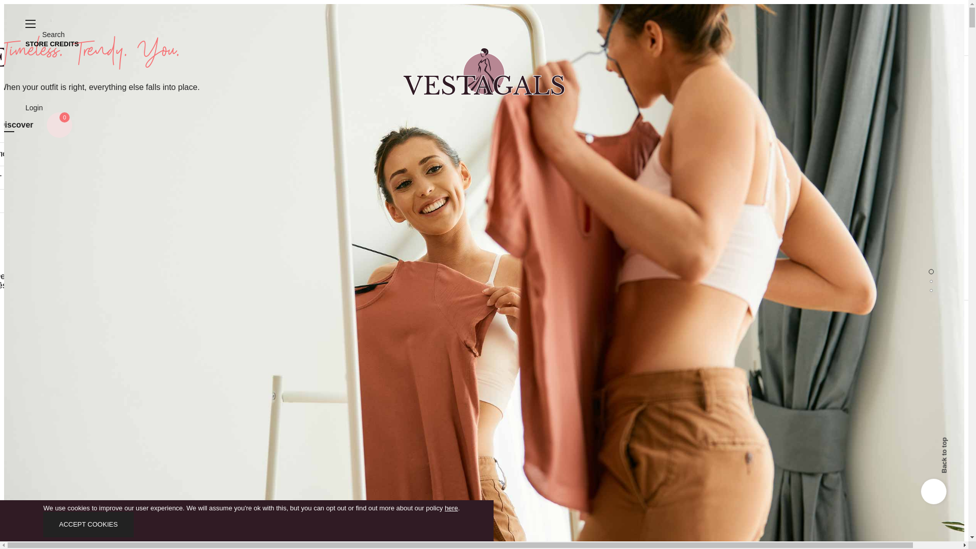 website screenshot of https://vestagals.com/