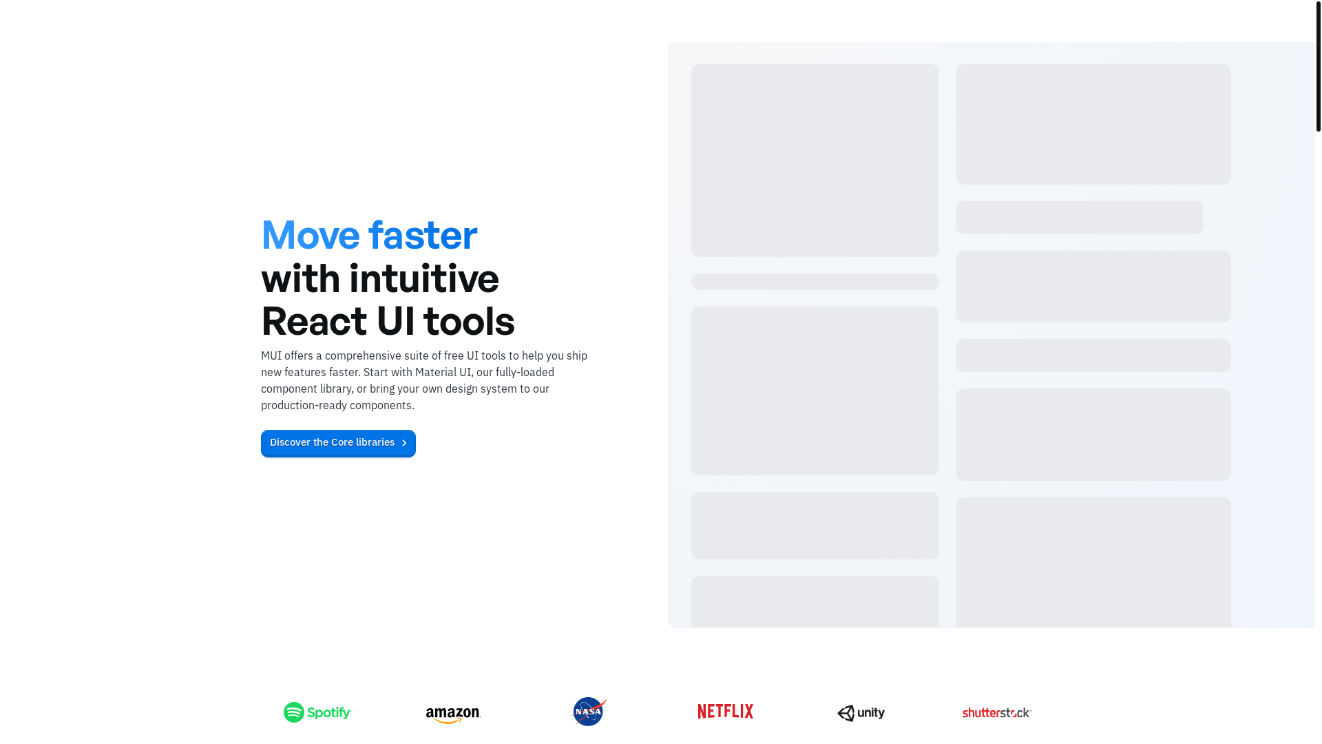 website screenshot of https://mui.com/