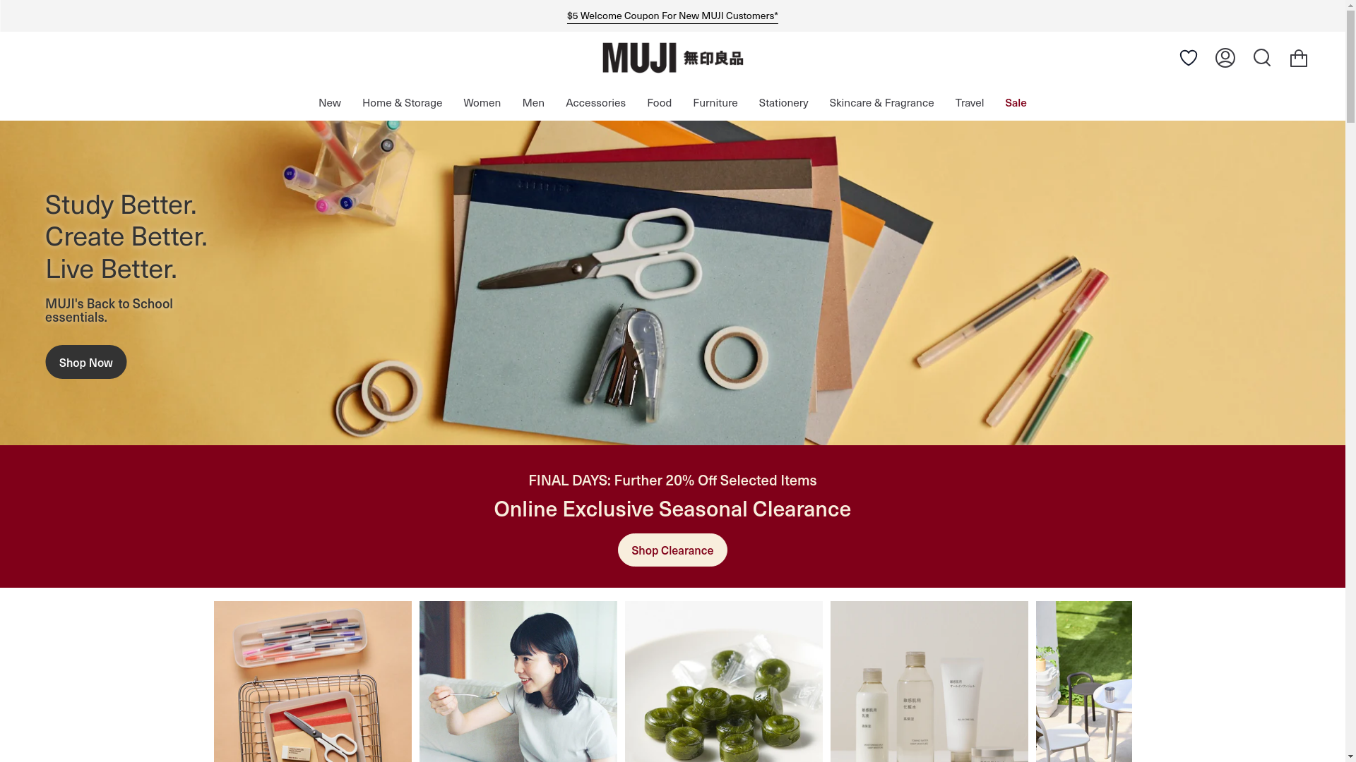 website screenshot of https://muji.com.au/