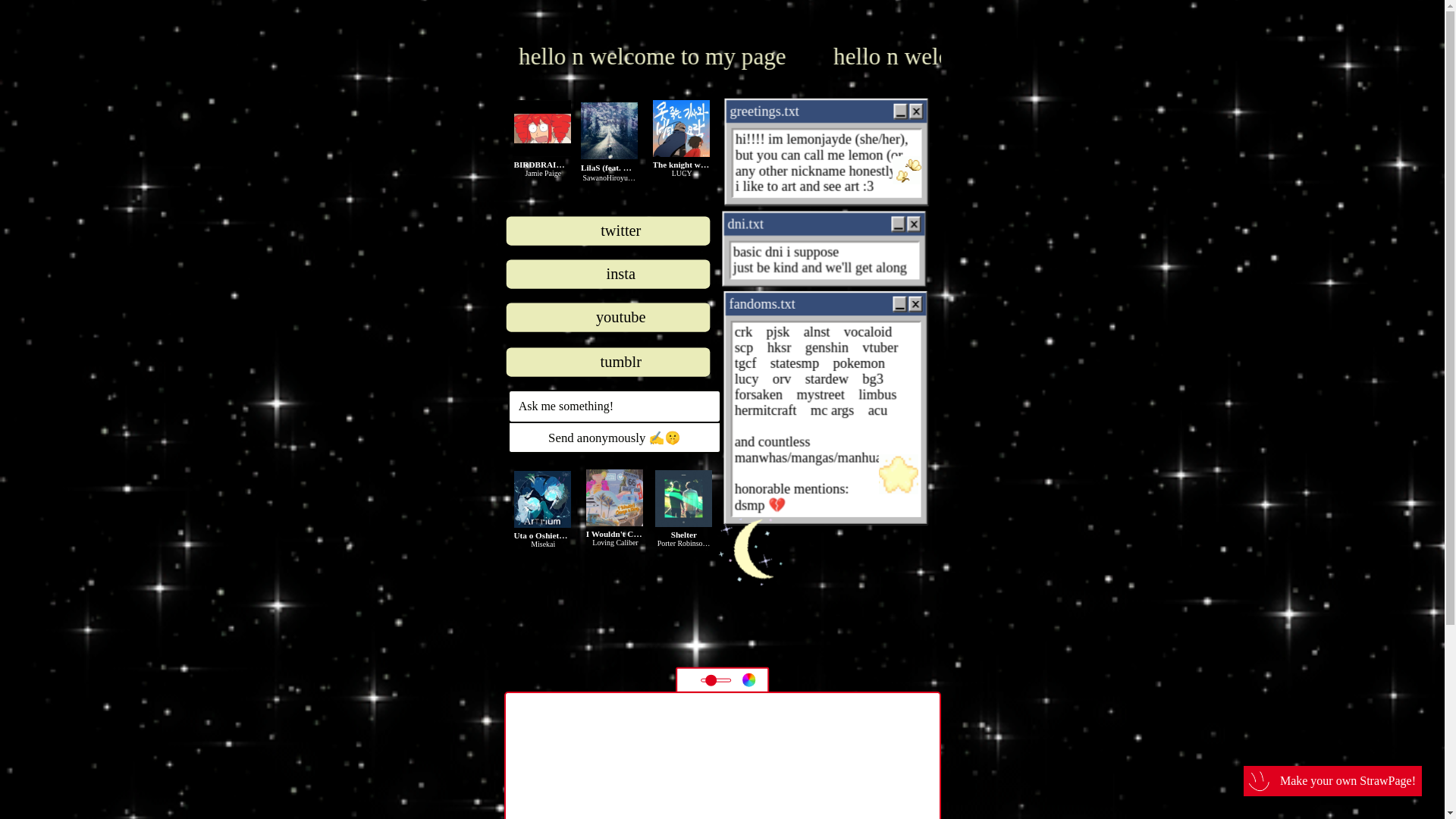 website screenshot of https://lemonjayde.straw.page/