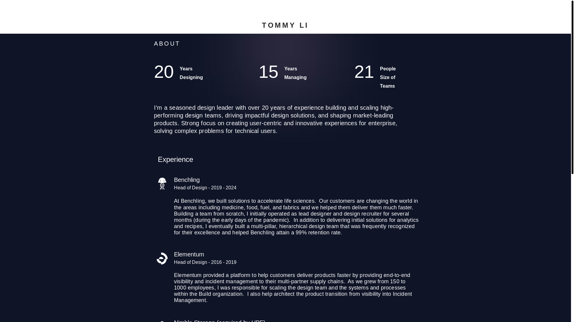 website screenshot of https://tommy-li-design.com/