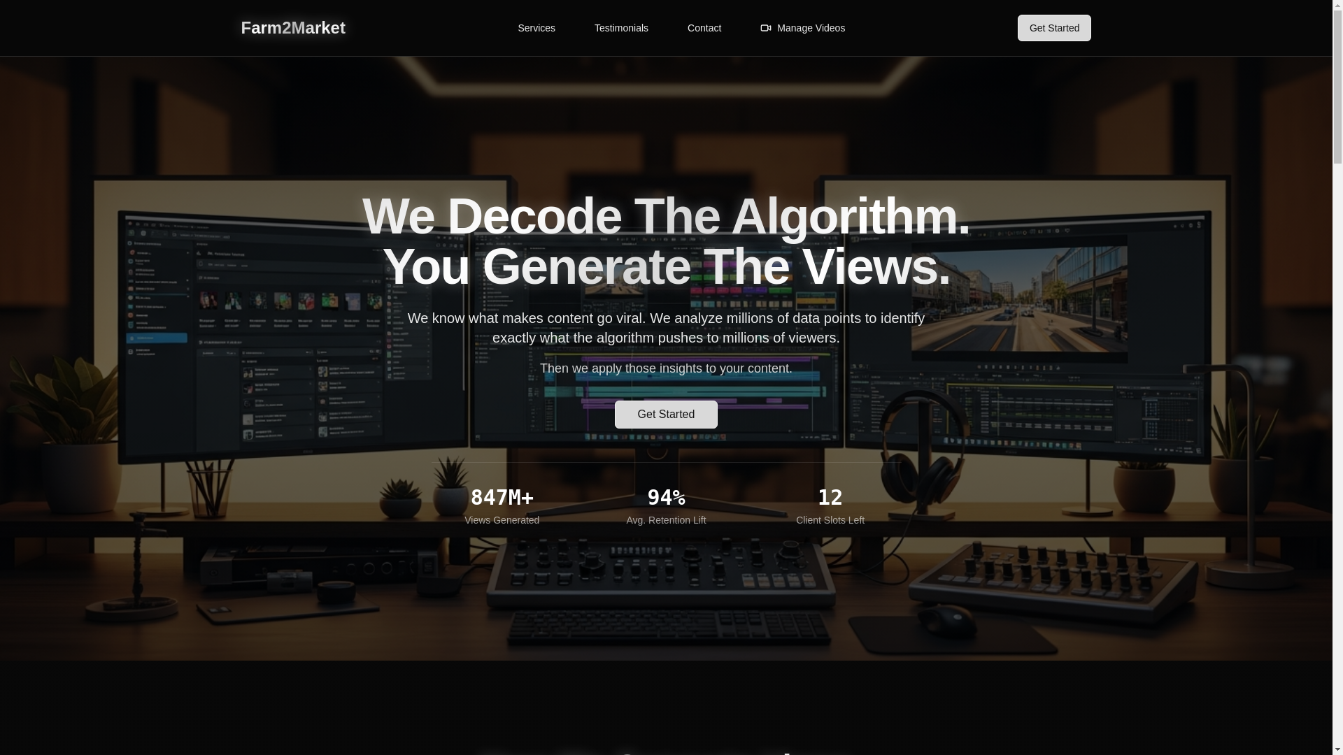 website screenshot of https://farm2marketagency.com/